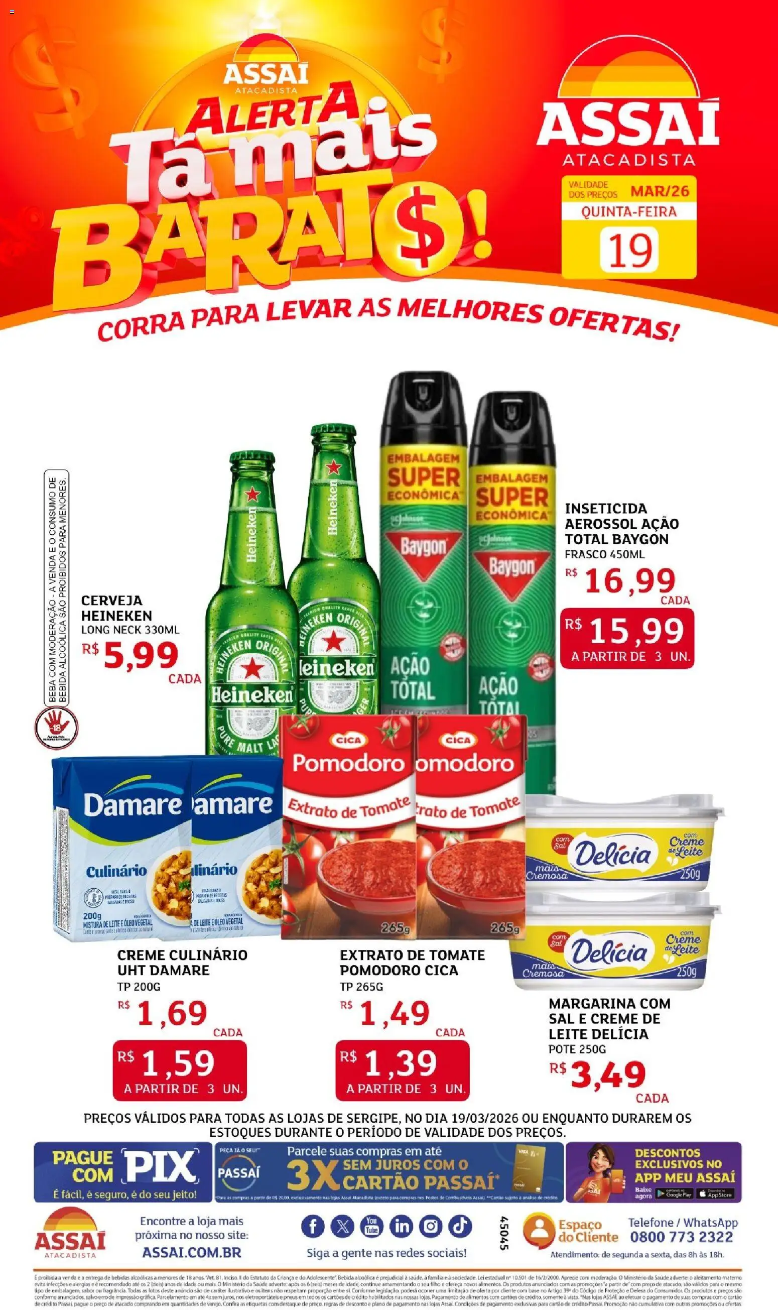 Assaí Atacadista Folheto - válido de 19.03.2026 | Página: 1 | Produtos: Cerveja, Pneus, Telefone, Sal