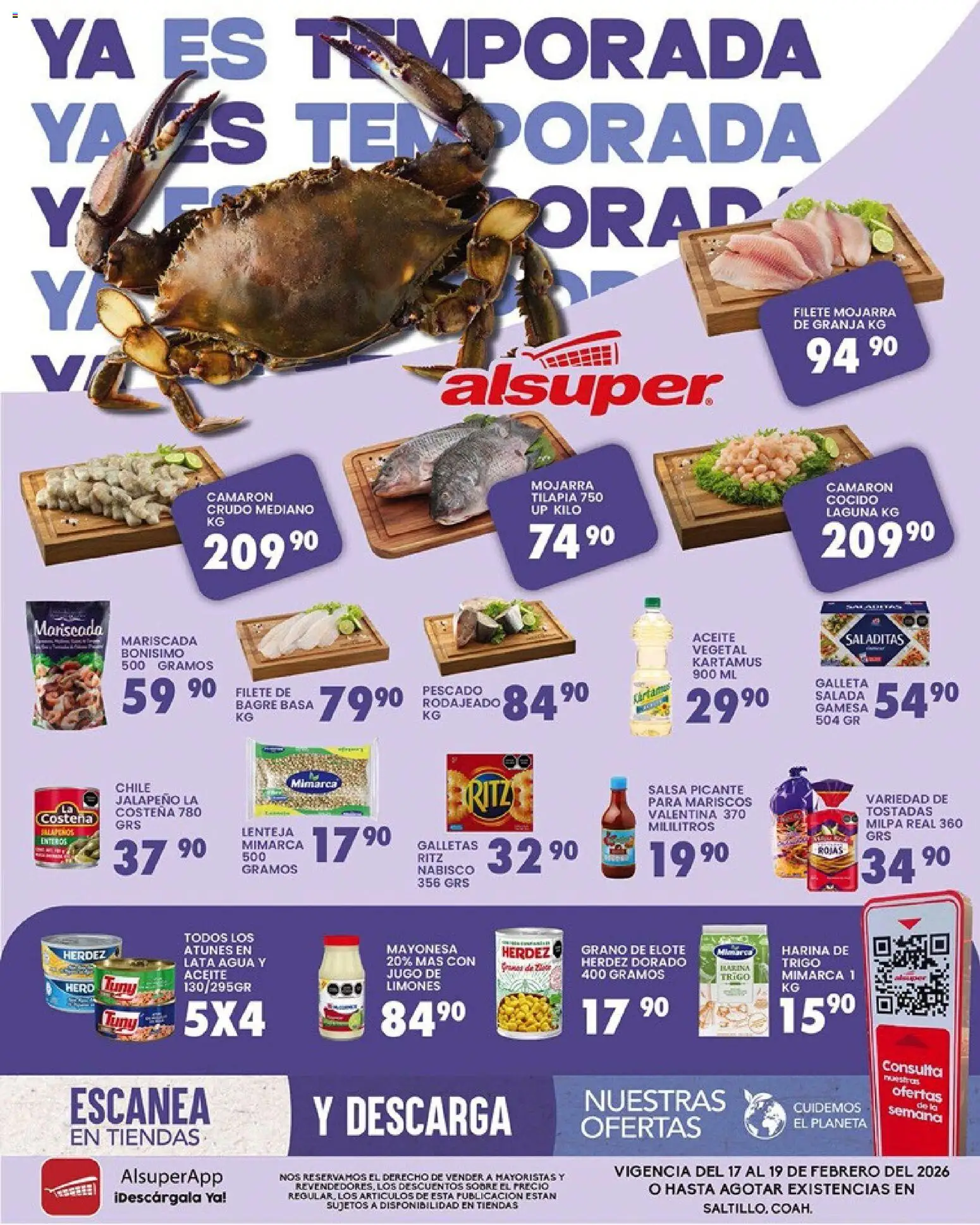 Nuevas ofertas de Alsuper válidas en toda la República Mexicana desde el 17.02.2026. ¡Encuentra las mejores ofertas en Alsuper folleto Saltillo! | Página: 1 | Productos: Mayonesa, Agua, Aceite, Jugo