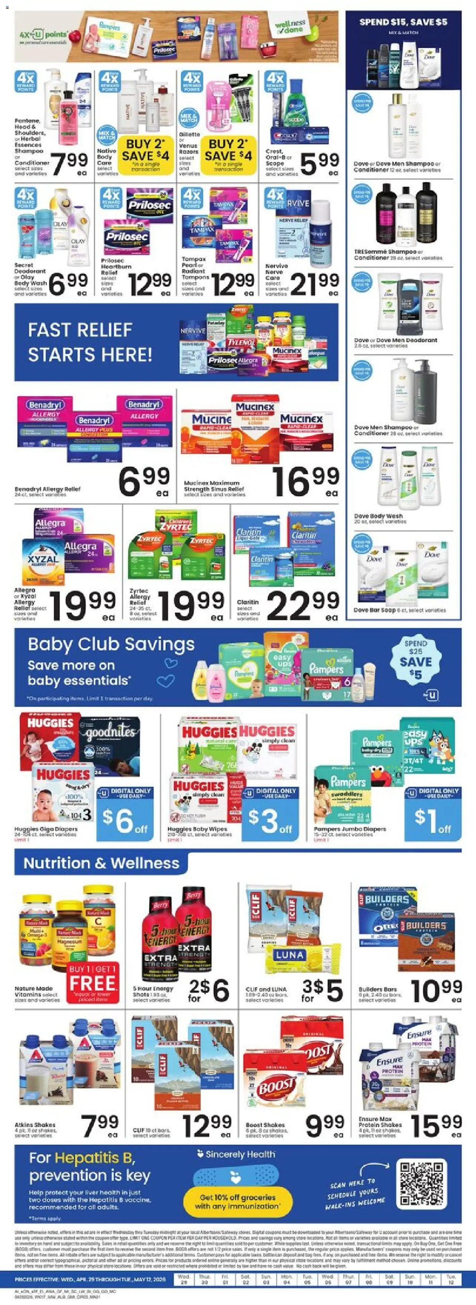 Albertsons Weekly Ad - valid from 29.04.2026 | Page: 5 | Products: Magnesium, Shampoo, Conditioner, Body Wash