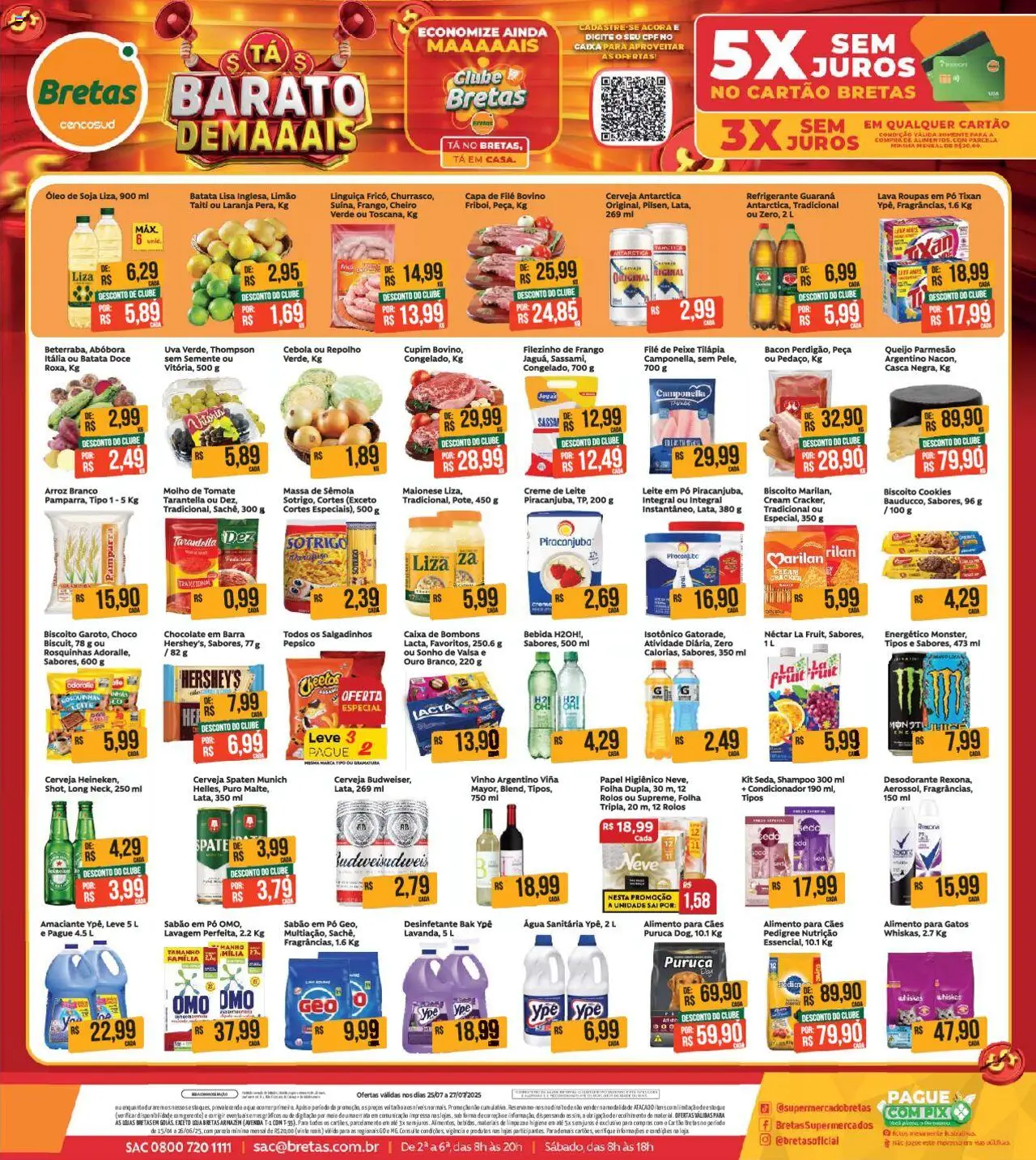 Bretas Folheto - válido de 25.07.2025 | Página: 1 | Produtos: Roupas, Salgadinhos, Creme, Bebida