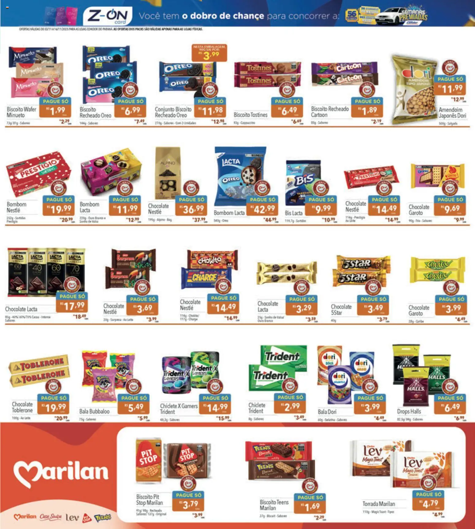 Supermercados Condor Folheto - válido de 03.11.2025 | Página: 7 | Produtos: Chocolate, Biscoito recheado, Bombom, Bala