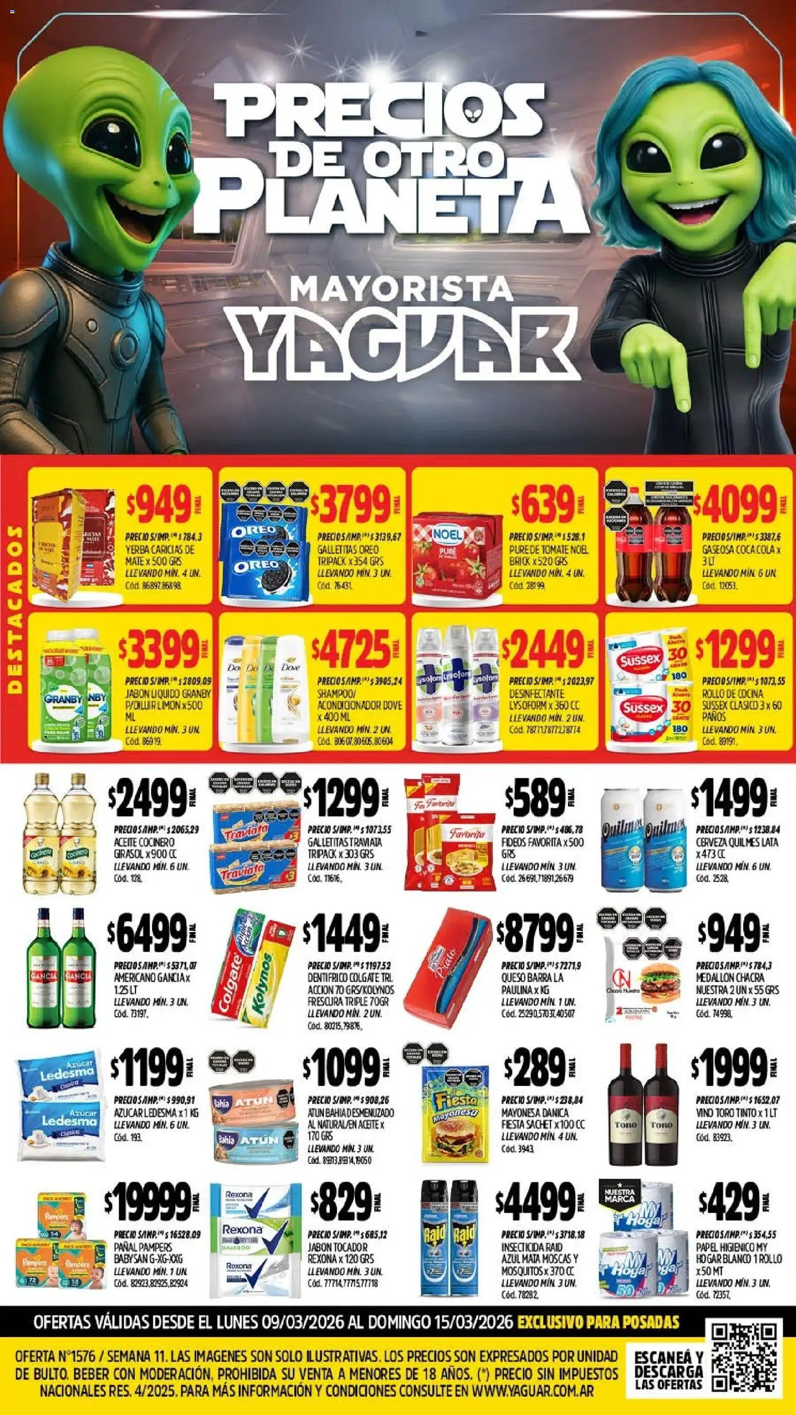 Yaguar - Oferta Semanal Misiones │ válido desde el 09.03.2026 | Página: 1 | Productos: Aceite, Gaseosa, Limón, Cerveza