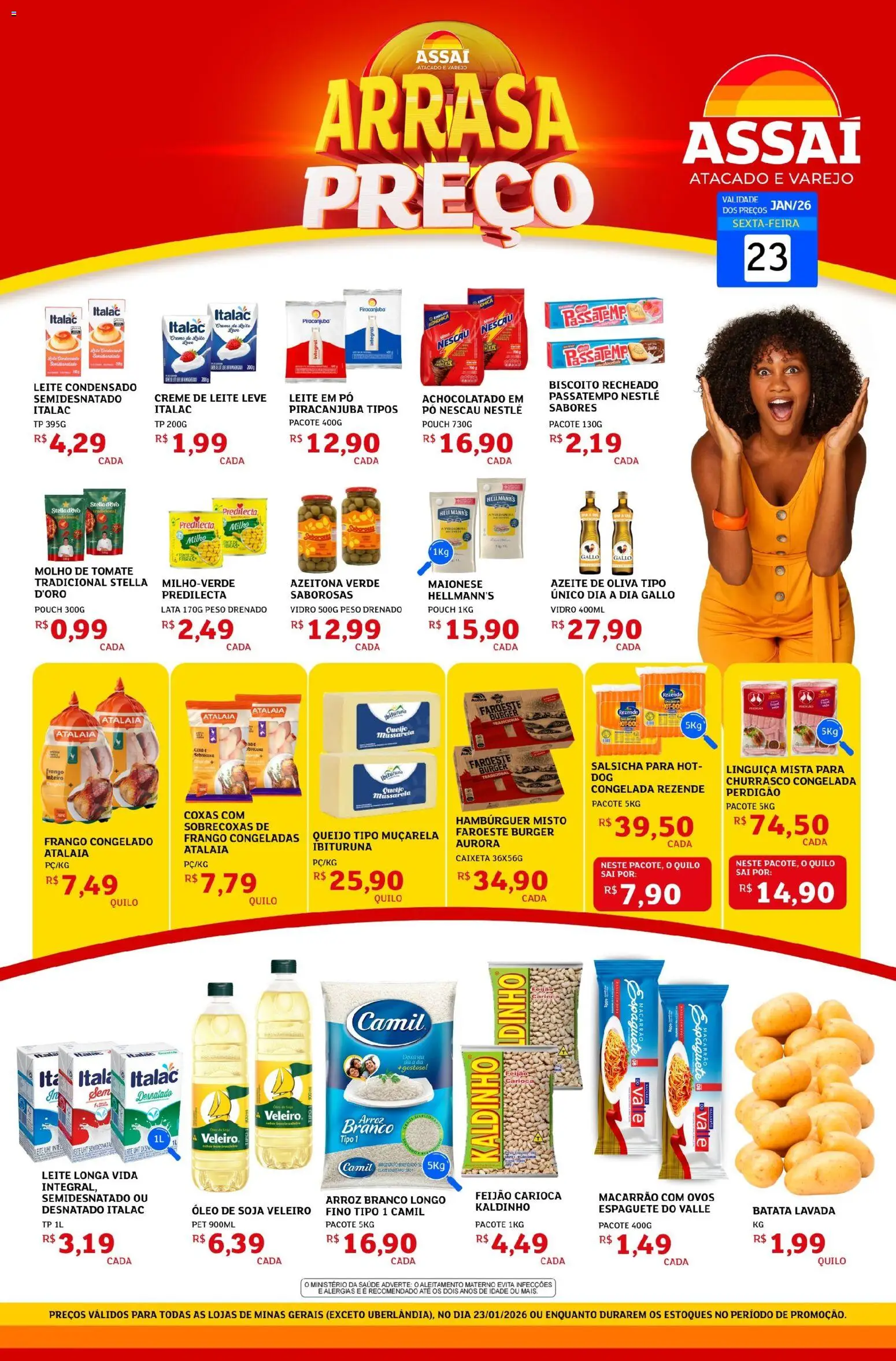 Assaí Atacadista Folheto - válido de 23.01.2026 | Página: 1 | Produtos: Nescau, Queijo, Ovos, Leite condensado