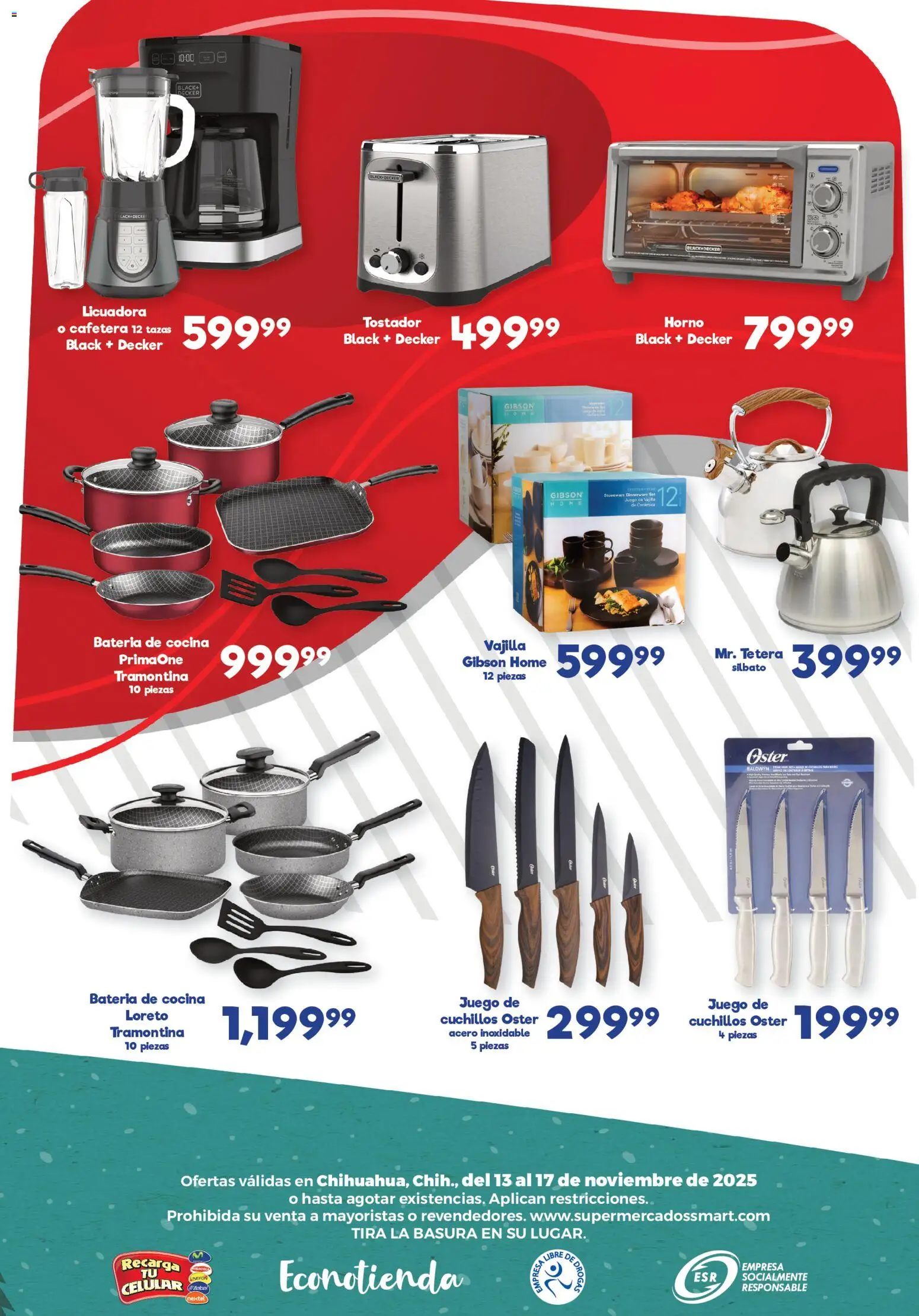 Nuevas ofertas de S-Mart válidas en toda la República Mexicana desde el 13.11.2025. ¡Encuentra las mejores ofertas en S-Mart Buen Fin! | Página: 6 | Productos: Horno, Licuadora, Cafetera, Batería