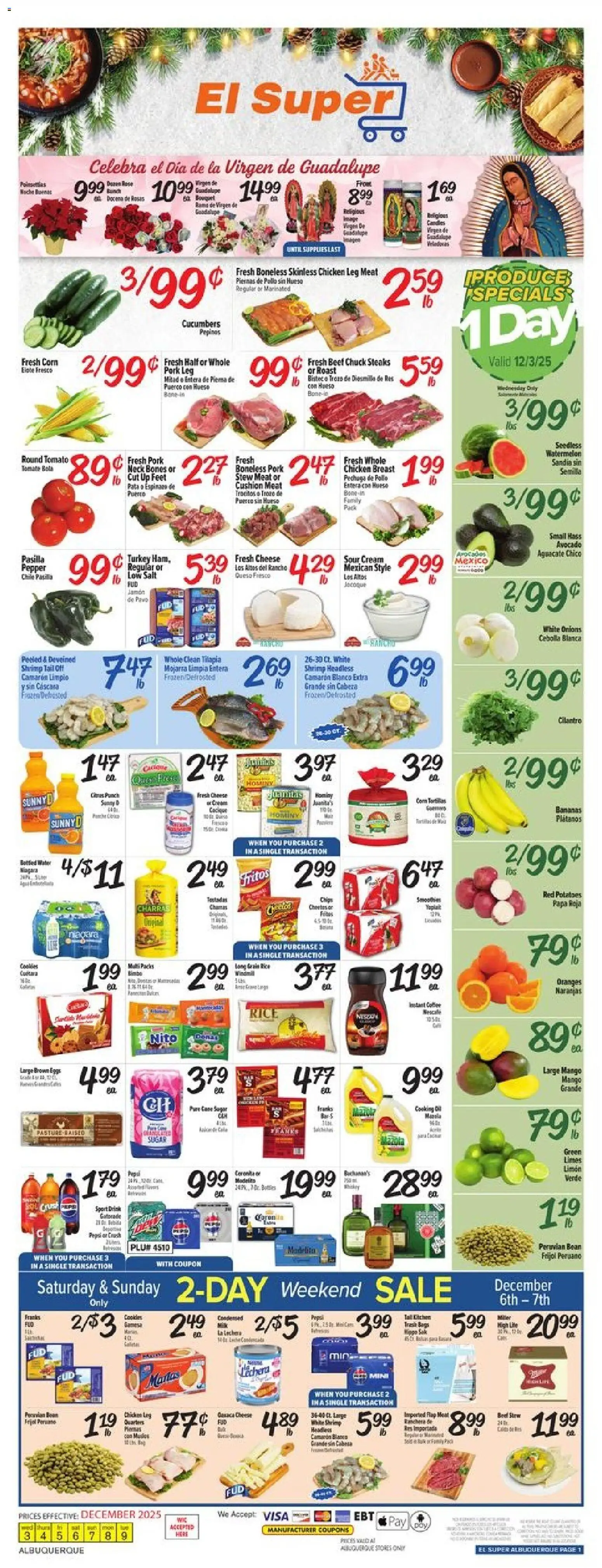 El Super Weekly Ad - NM - valid from 03.12.2025 | Page: 1 | Products: Bananas, Sour cream, Potatoes, Pepper