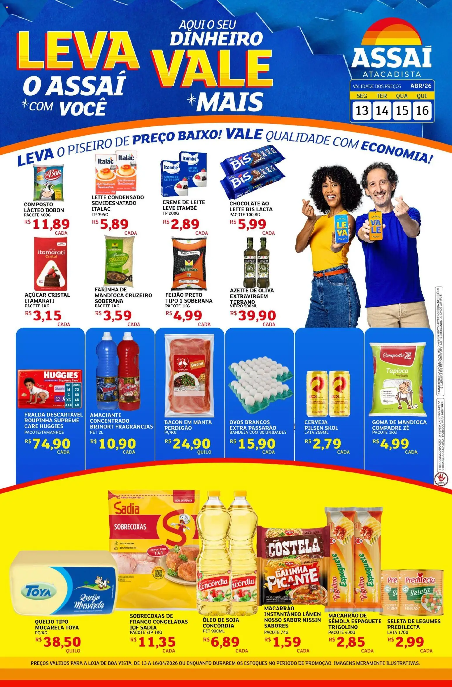 Assaí Atacadista Folheto - válido de 13.04.2026 | Página: 1 | Produtos: Mandioca, Chocolate, Frango, Leite condensado
