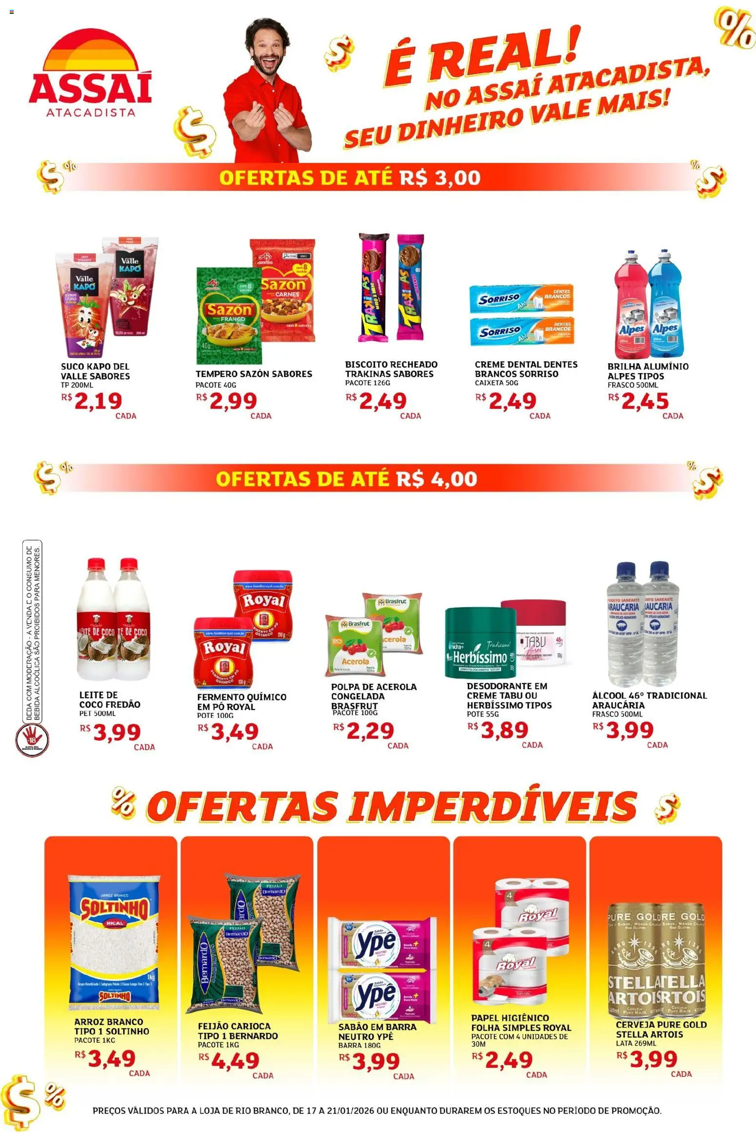 Assaí Atacadista Folheto - válido de 17.01.2026 | Página: 2 | Produtos: Sabão em barra, Feijão, Leite, Suco