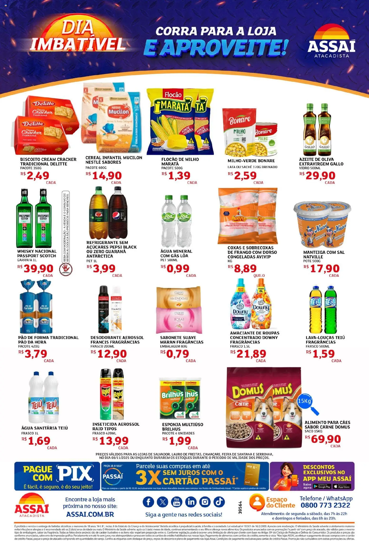 Assaí Atacadista Folheto - válido de 08.11.2025 | Página: 2 | Produtos: Esponja, Pneus, Arroz, Amaciante