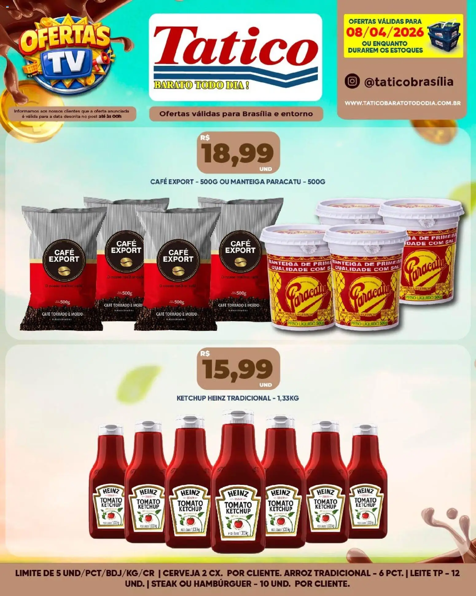 Tatico Folheto - válido de 08.04.2026 | Página: 12 | Produtos: Leite, Cerveja, Arroz, Sal