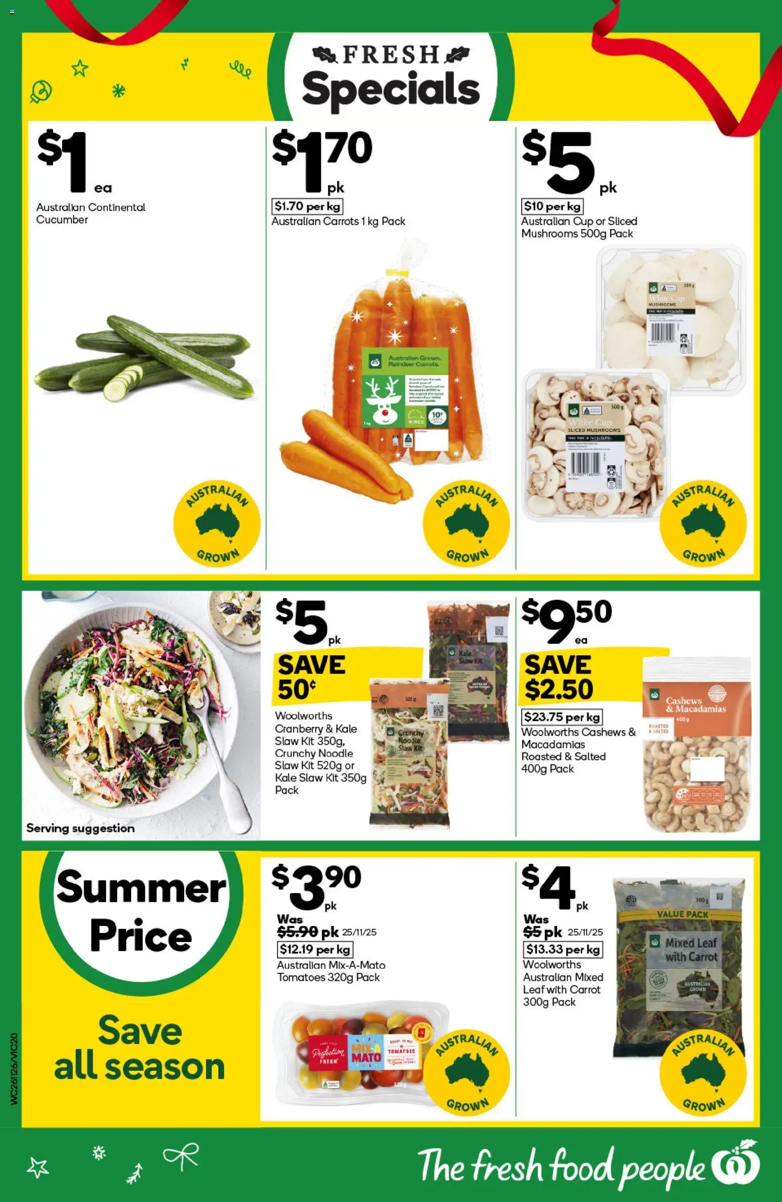 Woolworths catalogue - valid from 26.11.2025 | Page: 20 | Products: Kale, Tomatoes, Mushrooms, Carrots