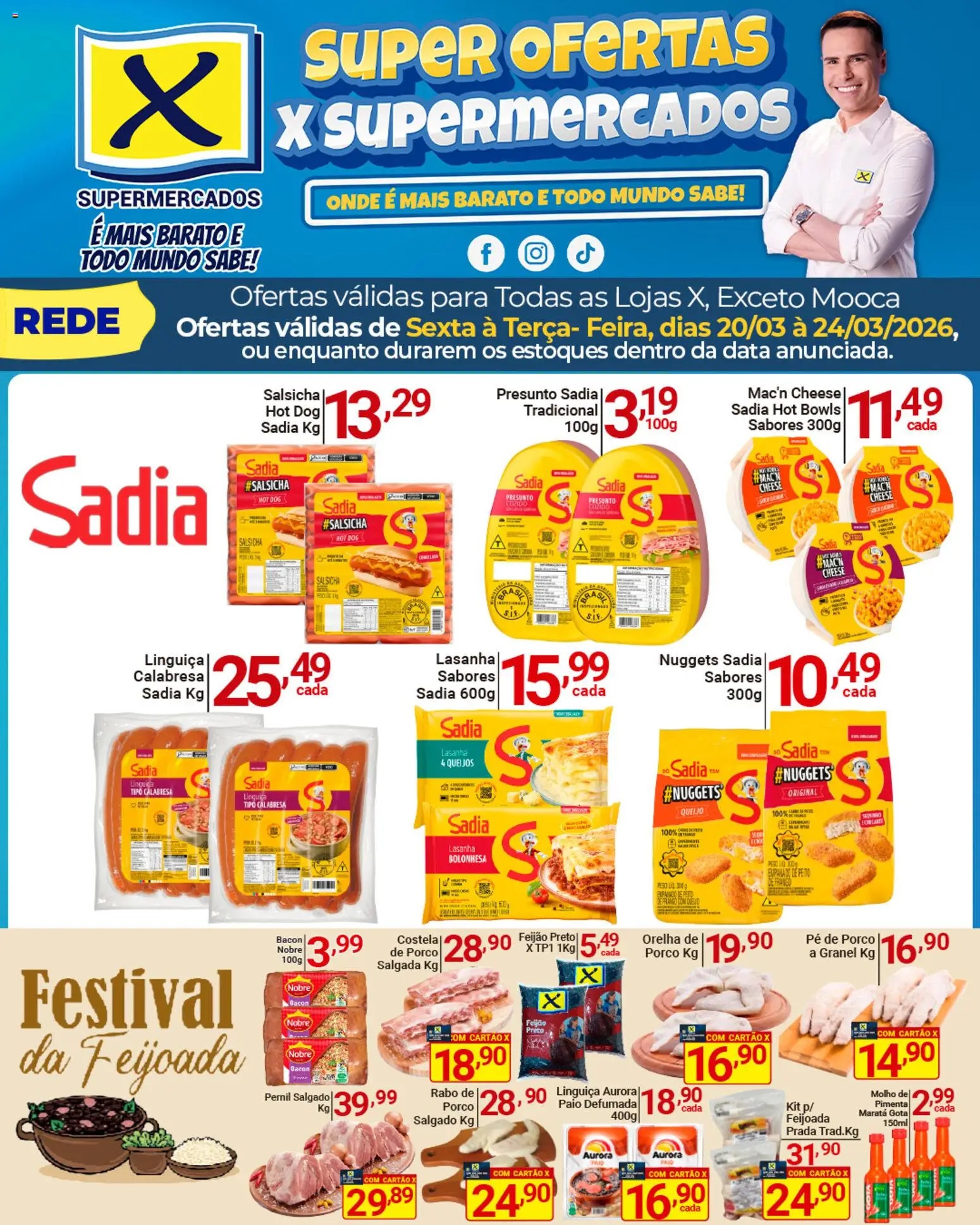 X Supermercados Folheto - válido de 20.03.2026 | Página: 3 | Produtos: Feijão, Salsicha, Queijo, Lasanha
