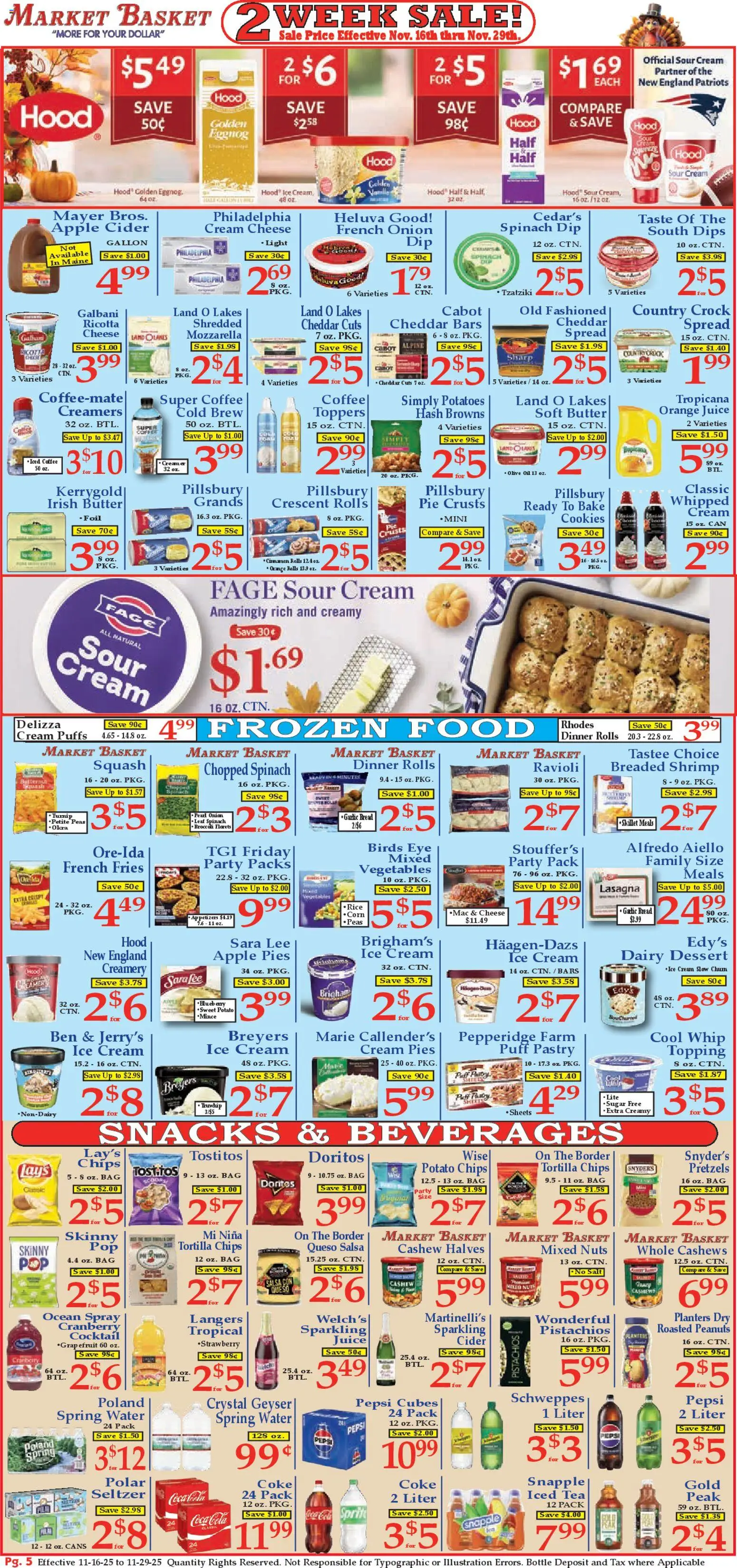 Market Basket Ad - valid from 16.11.2025 | Page: 5 | Products: Corn, Sour cream, Vegetables, Cable