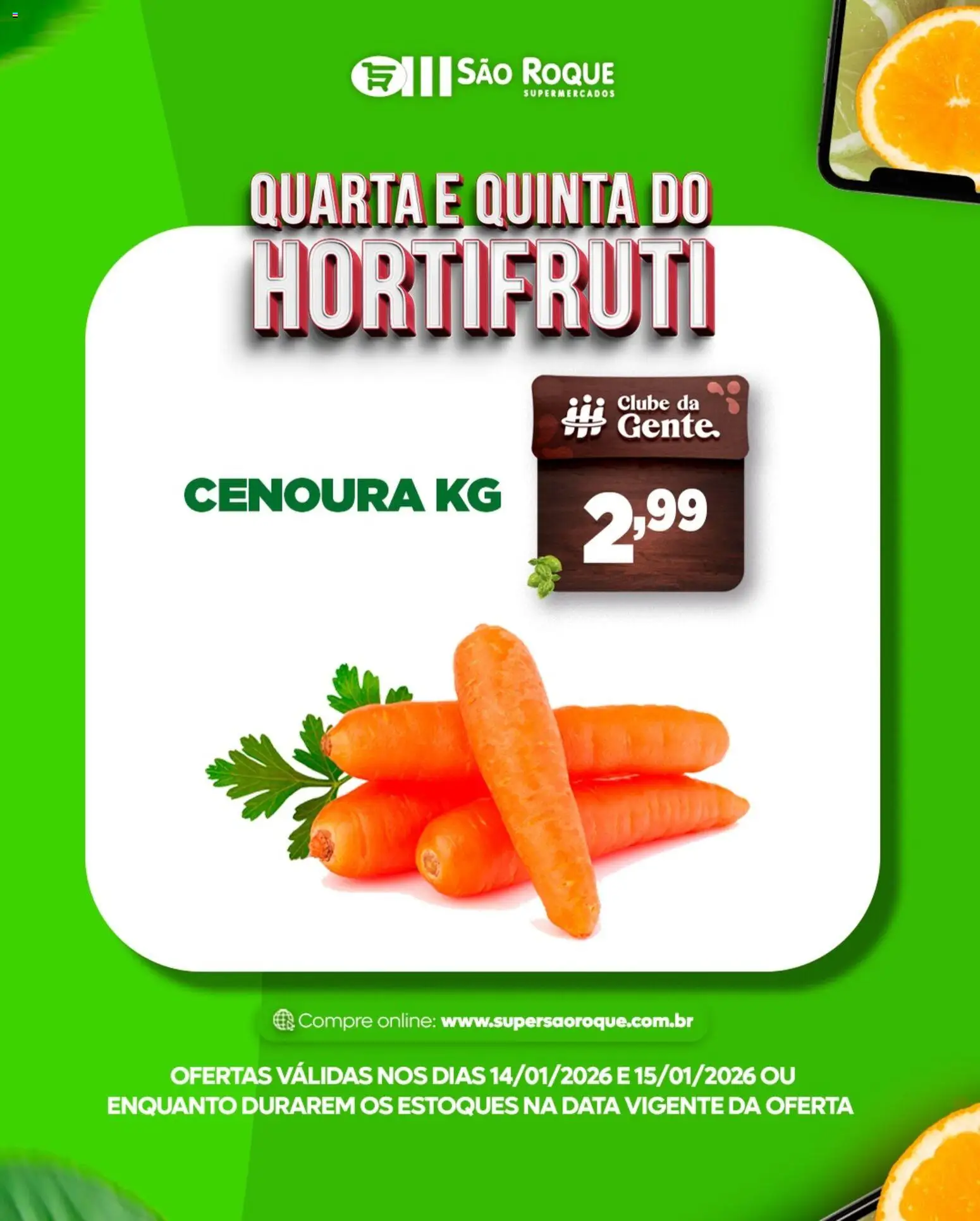 São Roque Supermercados Folheto - válido de 14.01.2026 | Página: 9 | Produtos: Cenoura