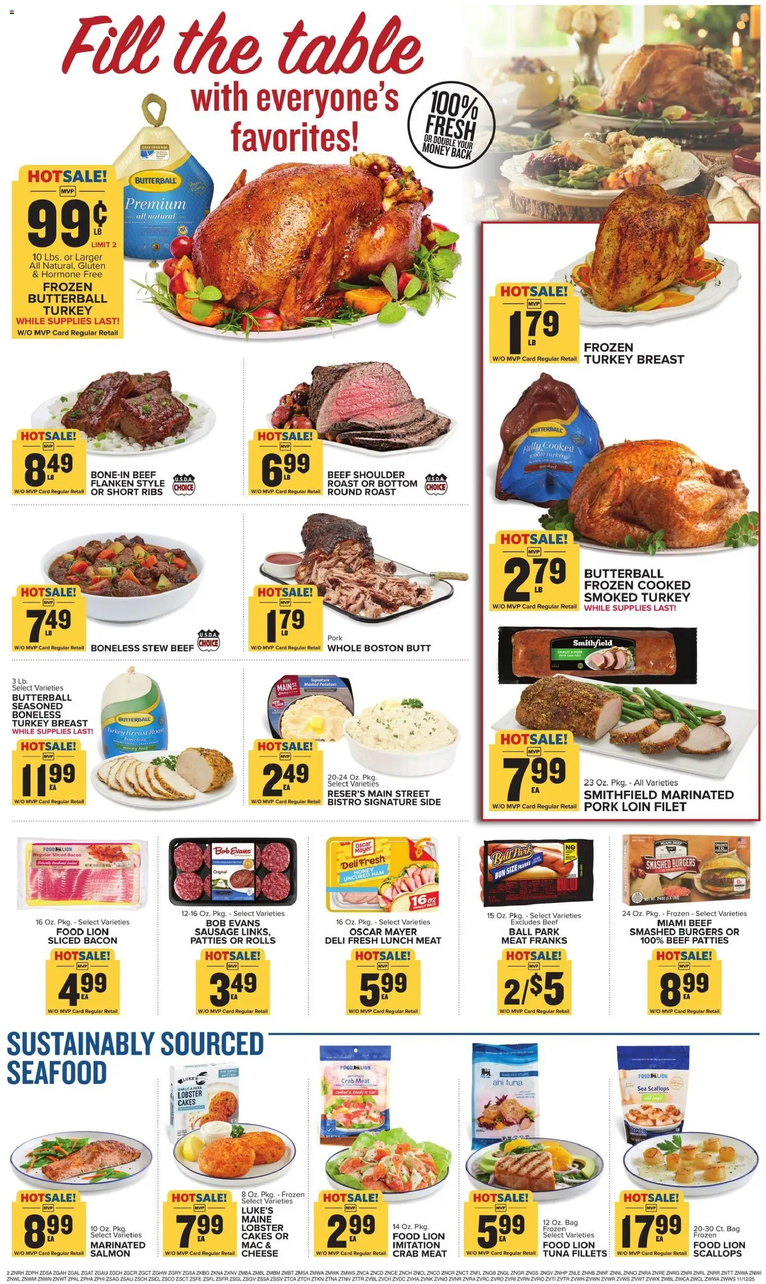 Food Lion Weekly Ad - valid from 12.11.2025 | Page: 3 | Products: Pork, Seafood, Sausage, Garlic