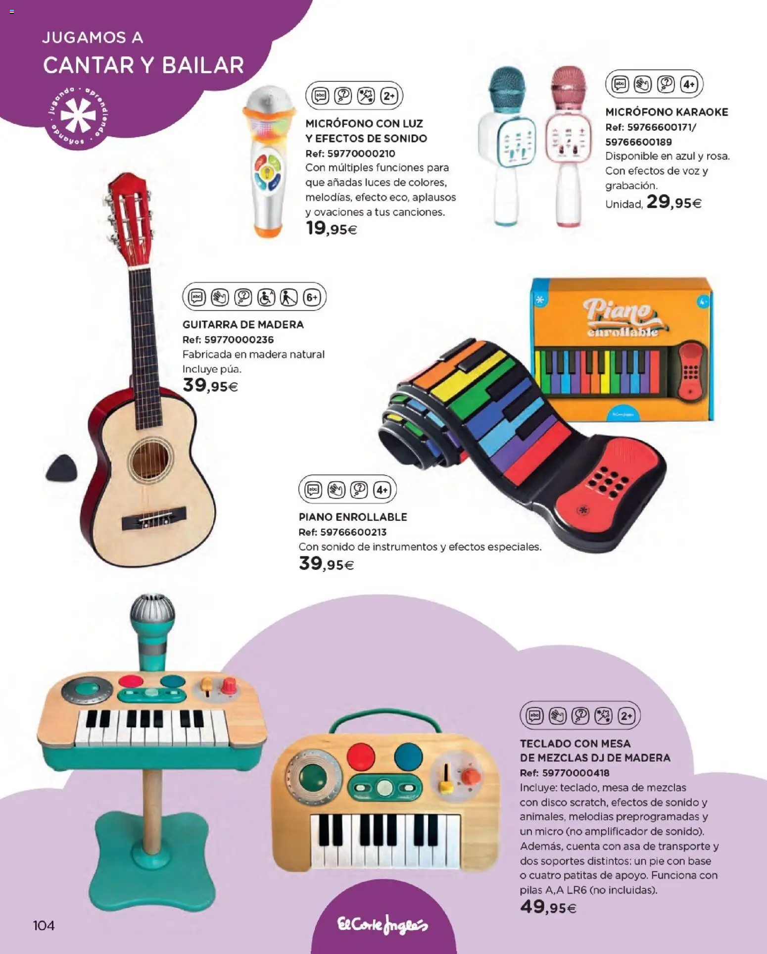 Nuevas ofertas de El Corte Inglés válidas en toda la República Mexicana desde el 27.10.2025. ¡Encuentra las mejores ofertas en El Corte Inglés catálogo Juguetes! | Página: 104 | Productos: Disco, Micrófono, Mesa, Pilas