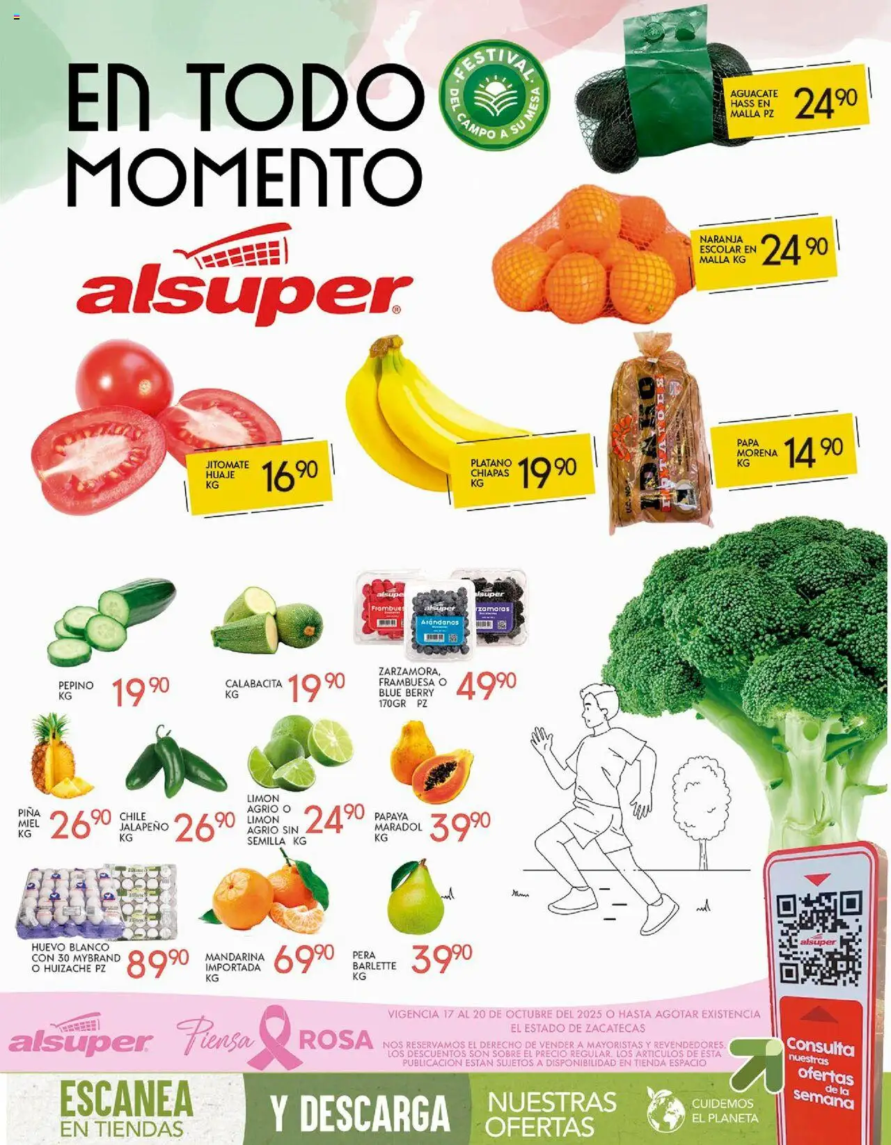 Nuevas ofertas de Alsuper válidas en toda la República Mexicana desde el 17.10.2025. ¡Encuentra las mejores ofertas en Alsuper folleto Zacatecas! | Página: 1 | Productos: Plátano, Aguacate, Arándanos, Sobre