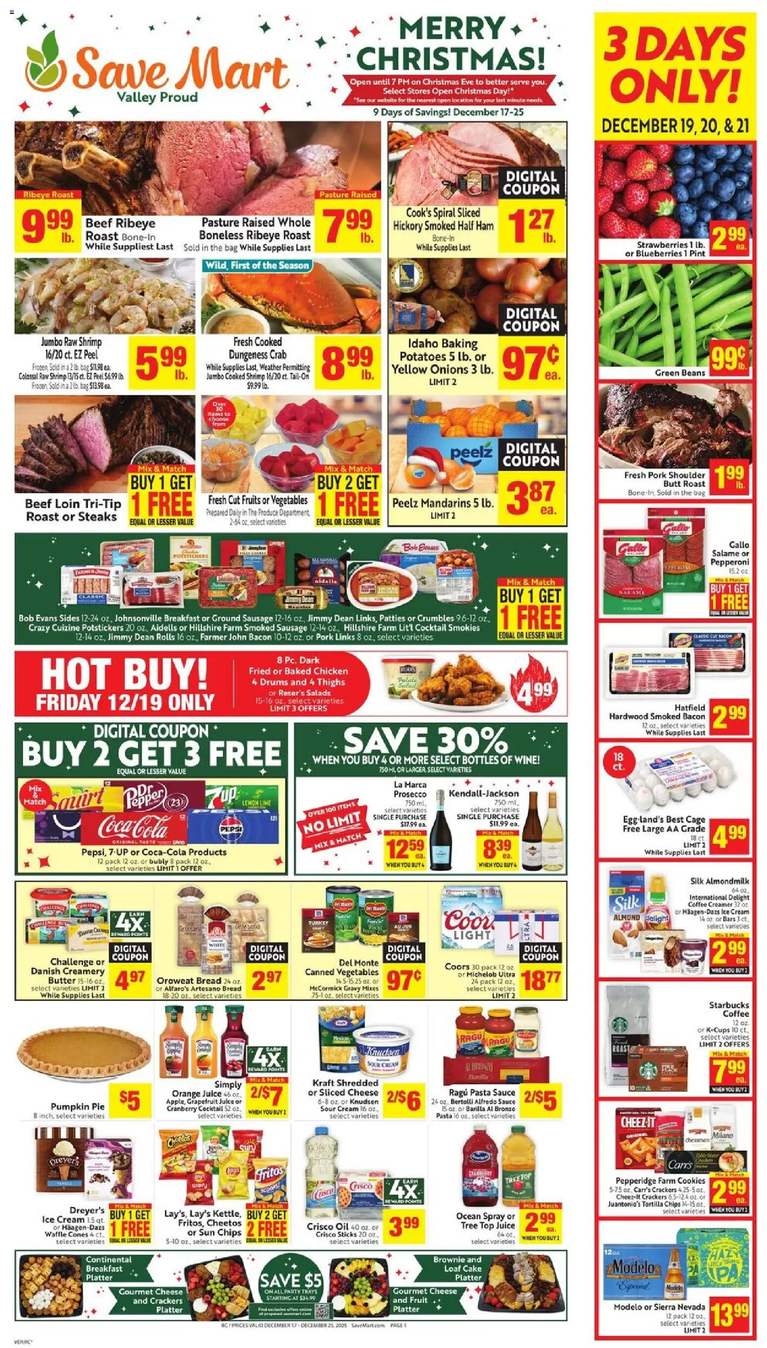 Save Mart Weekly - CA - valid from 17.12.2025 | Page: 1 | Products: Mandarins, Beef, Chips, Sauce