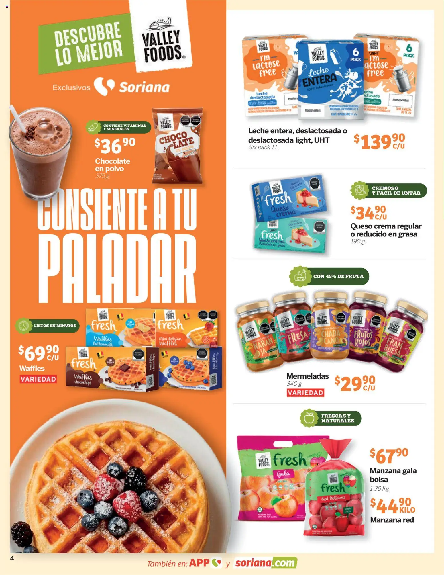 Nuevas ofertas de Soriana válidas en toda la República Mexicana desde el 26.03.2026. ¡Encuentra las mejores ofertas en Soriana Descubre lo mejor Súper Nacional! | Página: 4 | Productos: Manzana, Leche, Vitaminas, Polvo
