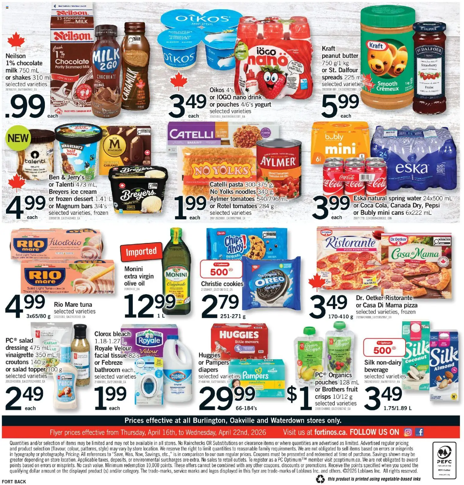 Fortinos flyer valid from 16.04.2026 | Page: 2 | Products: Milk, Butter, Yogurt, Oil