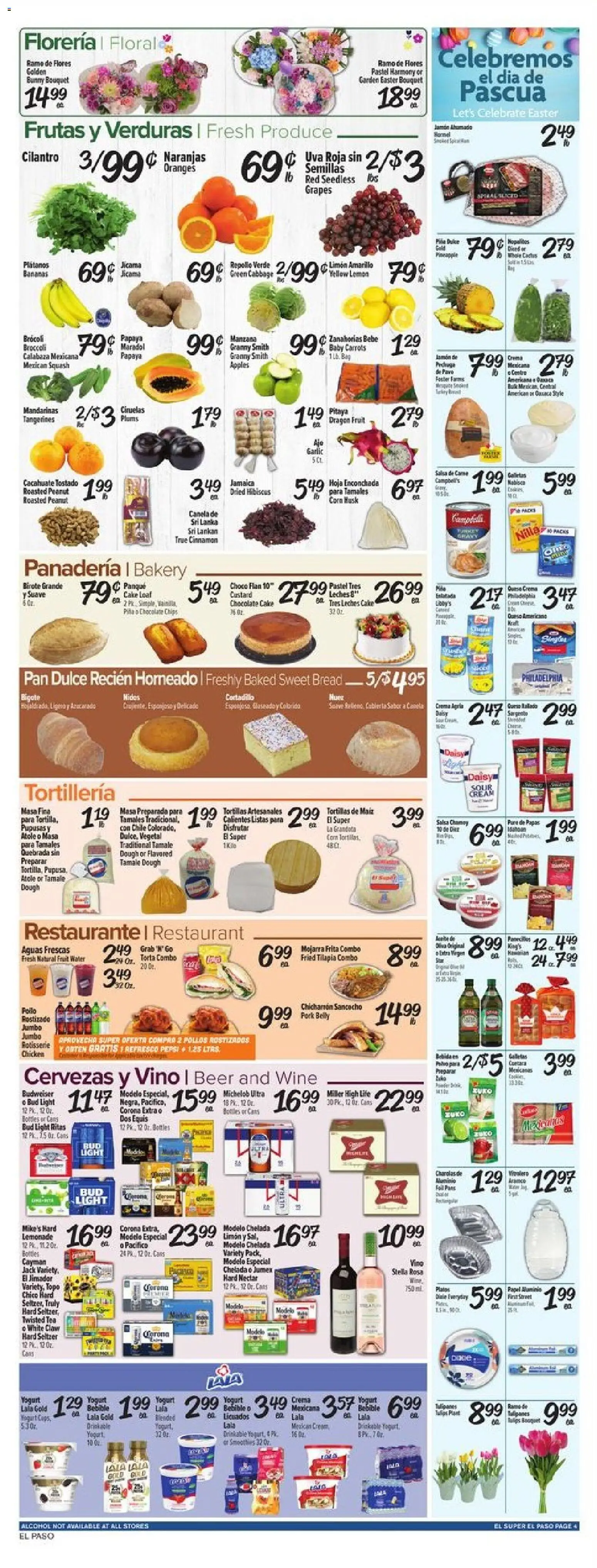 El Super Weekly Ad - TX - valid from 01.04.2026 | Page: 4 | Products: Corn, Wine, Chips, Grapes