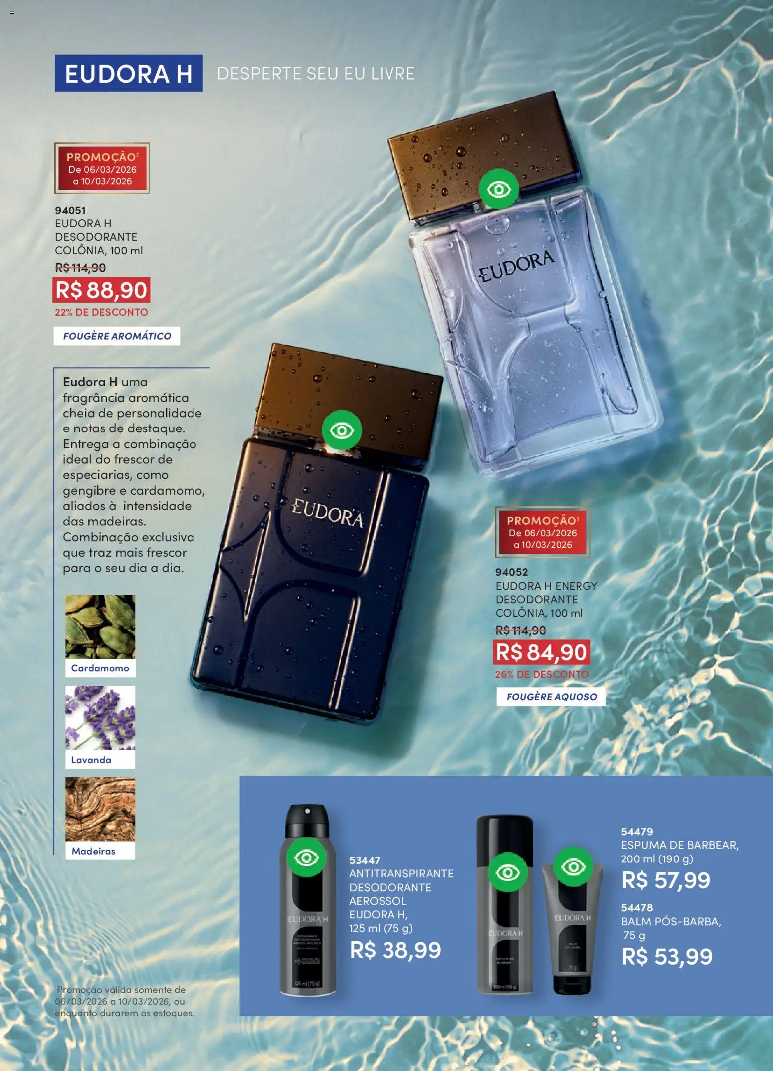 Eudora Folheto - válido de 19.02.2026 | Página: 110 | Produtos: Gengibre, Fragrância, Madeiras, Desodorante