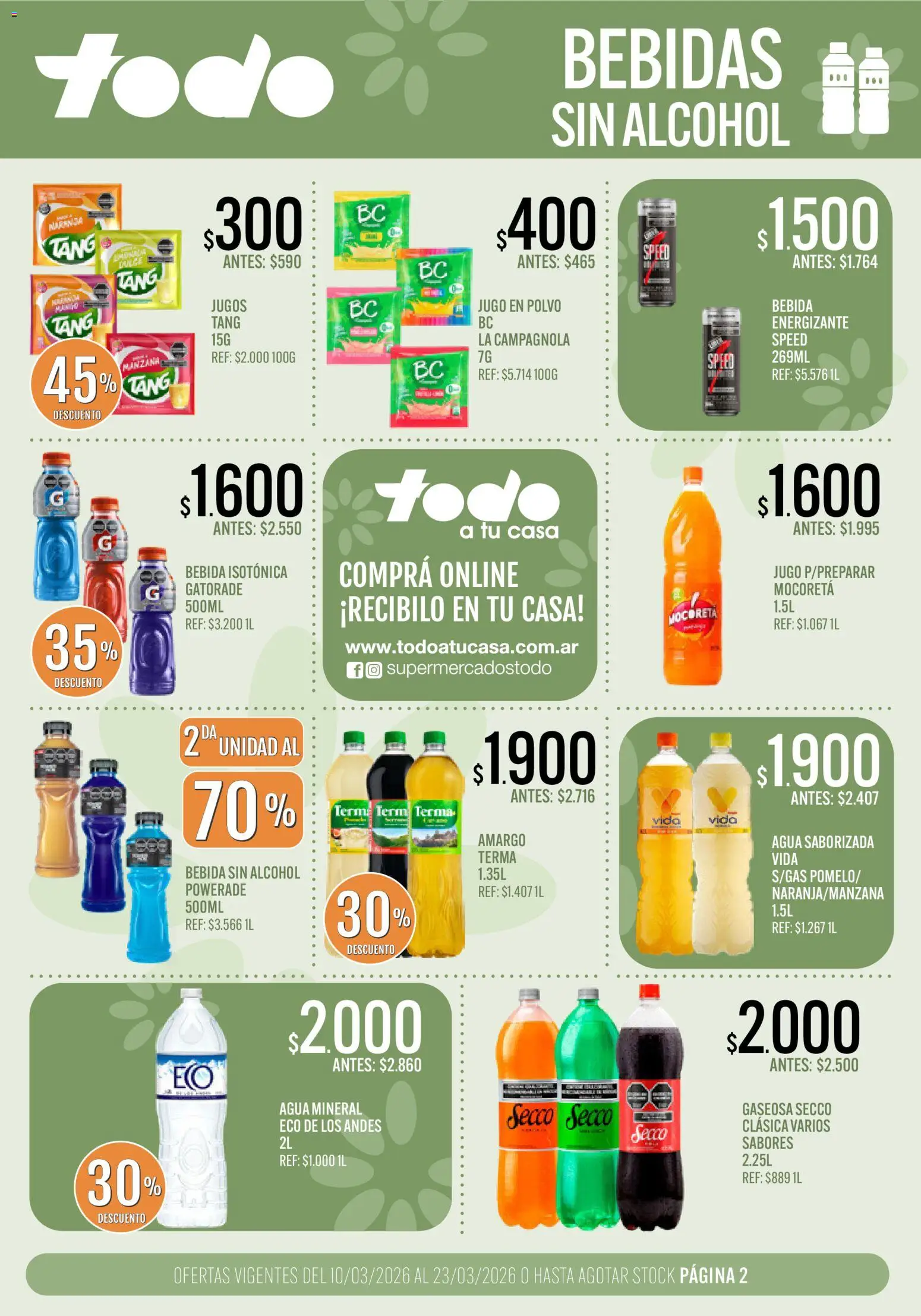 Supermercados TODO - Ofertas │ válido desde el 10.03.2026 | Página: 2 | Productos: Polvo, Manzana, Agua, Agua saborizada
