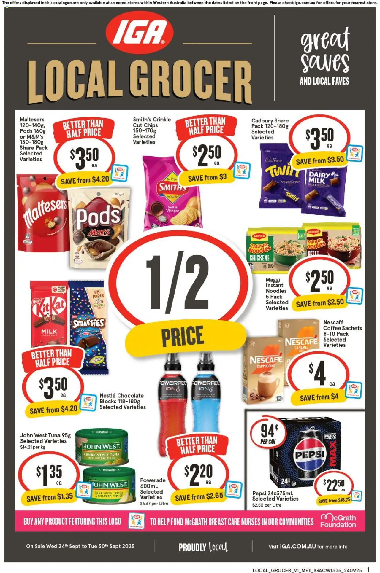 IGA catalogue - valid from 24.09.2025 | Page: 1 | Products: Oil, Coffee, Vinegar, Foundation