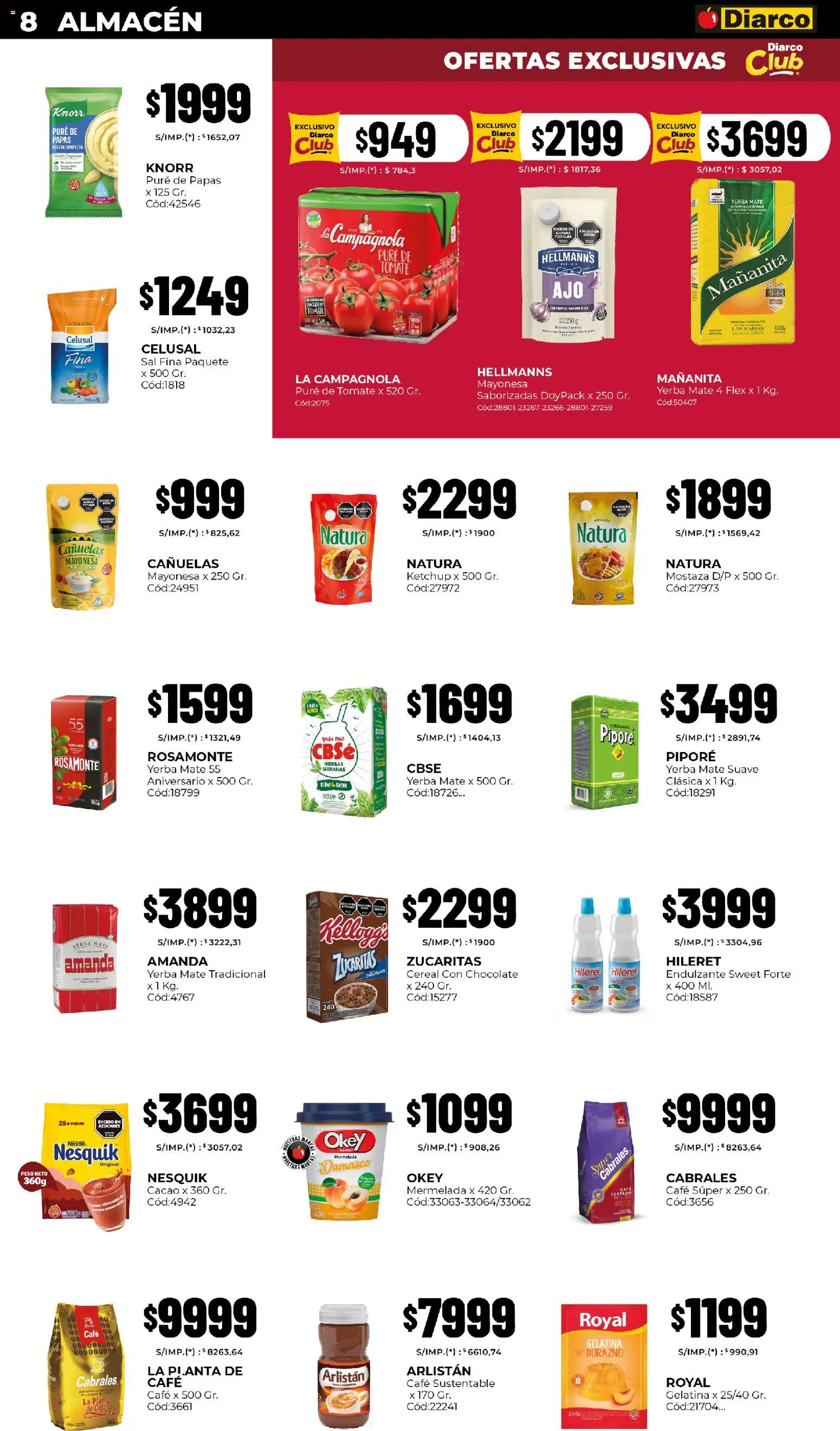 Diarco - Ofertas Pueblo Sur │ válido desde el 24.11.2025 | Página: 8 | Productos: Mate, Yerba, Sal, Tomate