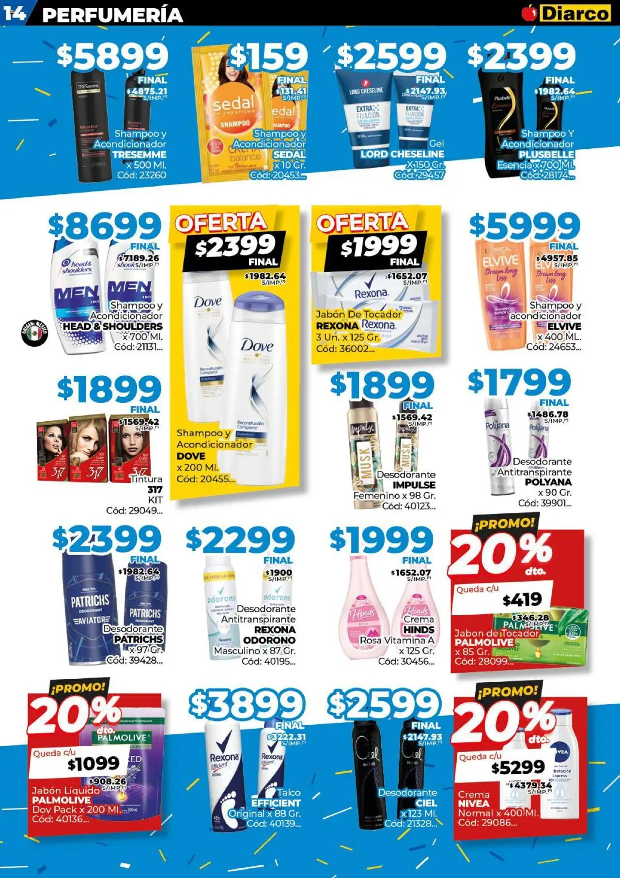 Diarco ofertas │ válido desde el 25.08.2025 | Página: 14 | Productos: Acondicionador, Jabón, Desodorante, Crema