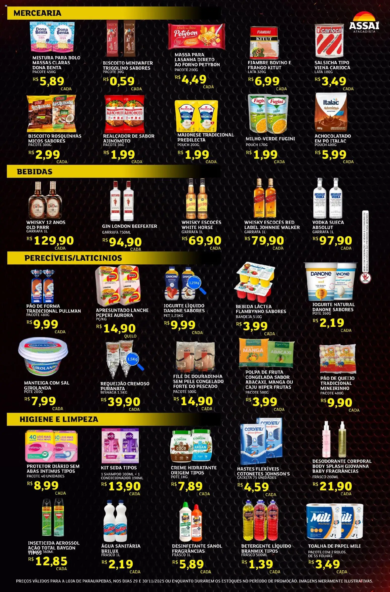 Assaí Atacadista Folheto - válido de 29.11.2025 | Página: 2 | Produtos: Detergente, Salsicha, Manteiga, Inseticida