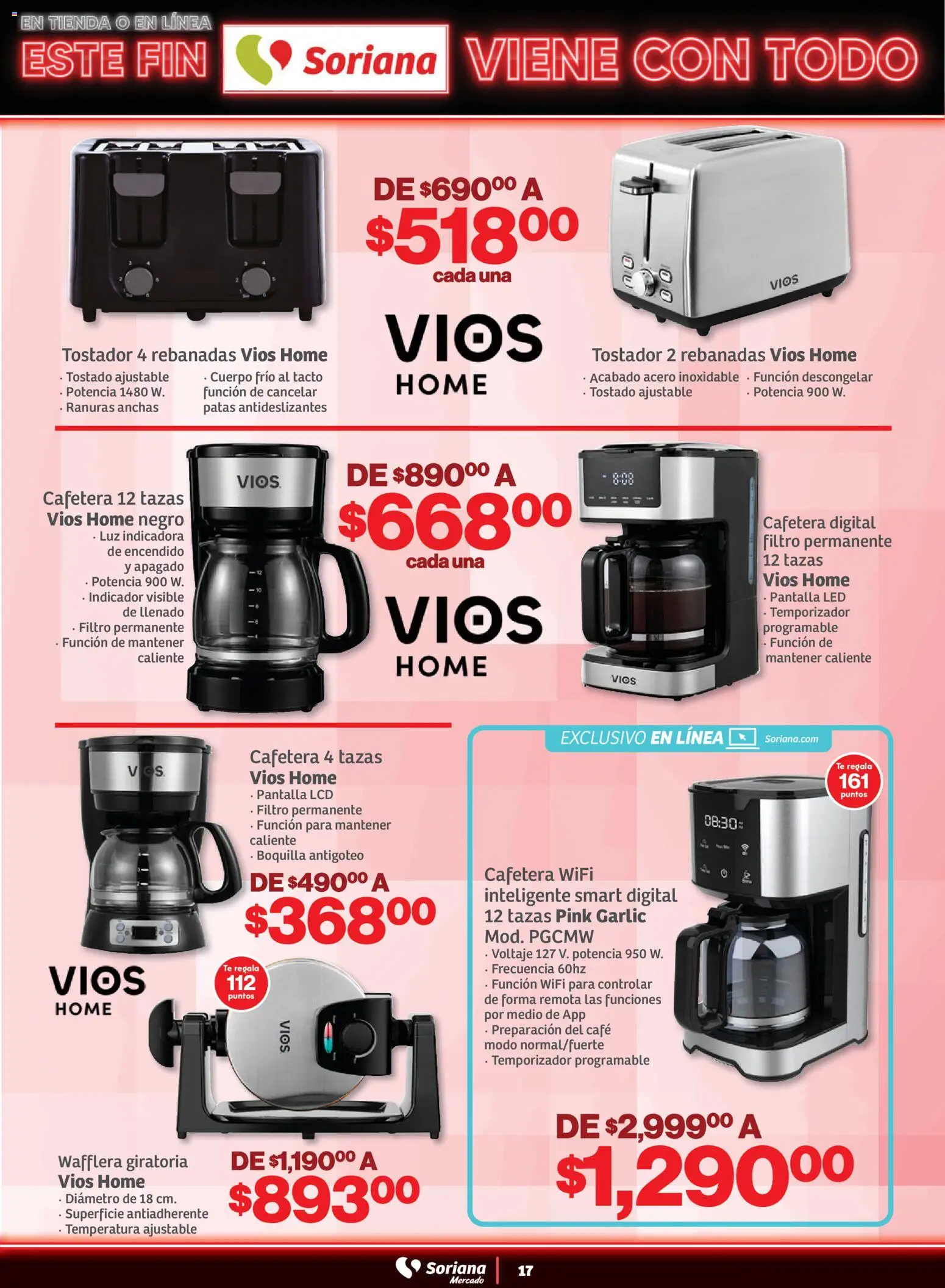 Nuevas ofertas de Soriana válidas en toda la República Mexicana desde el 29.10.2025. ¡Encuentra las mejores ofertas en Soriana - Este fin Soriana viene con todo Mercado Nacional! | Página: 17 | Productos: Café, Cafetera, Té