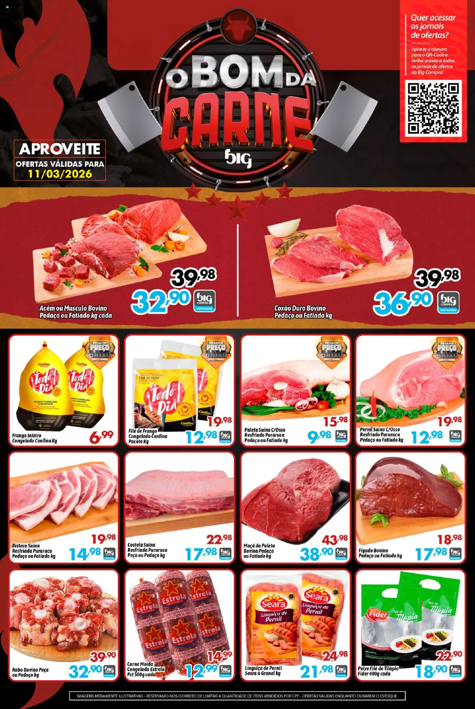 Big Compra Folheto - válido de 11.03.2026 | Página: 1 | Produtos: Tilápia, Peixe, Baixo, Carne moída