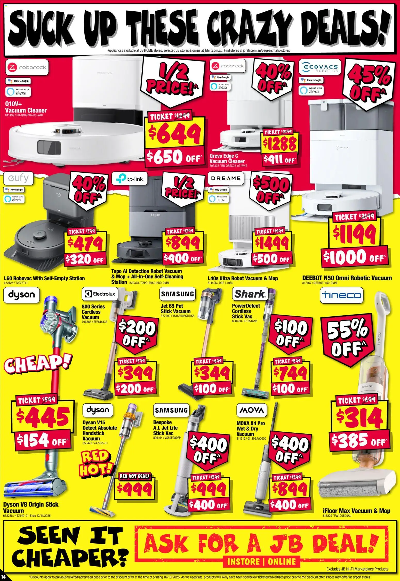 JB Hi-Fi catalogue - valid from 30.10.2025 | Page: 14 | Products: Mop, Cleaner, Vacuum cleaner, Robot