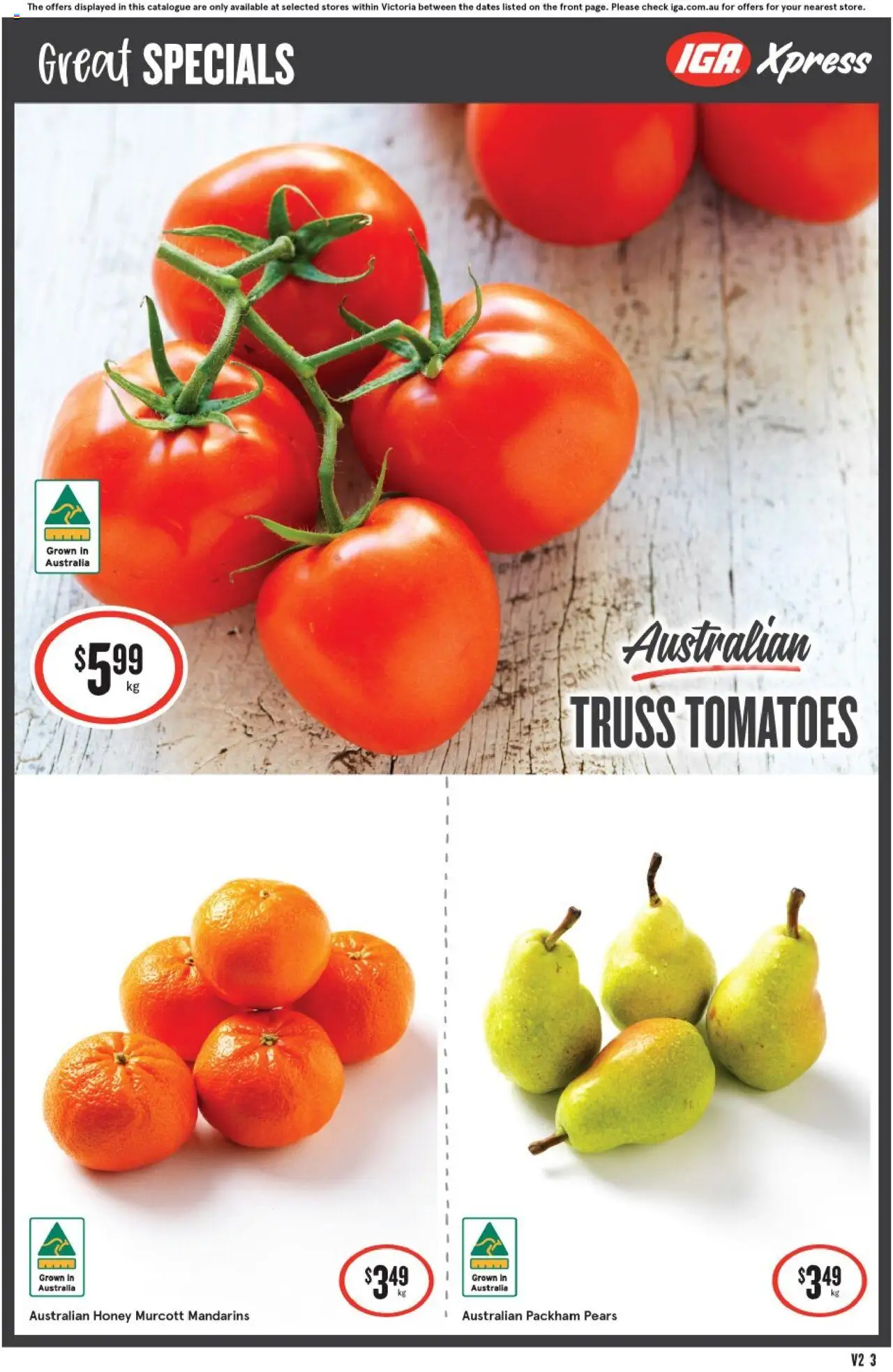 IGA catalogue - valid from 13.08.2025 | Page: 3 | Products: Honey, Tomatoes, Mandarins