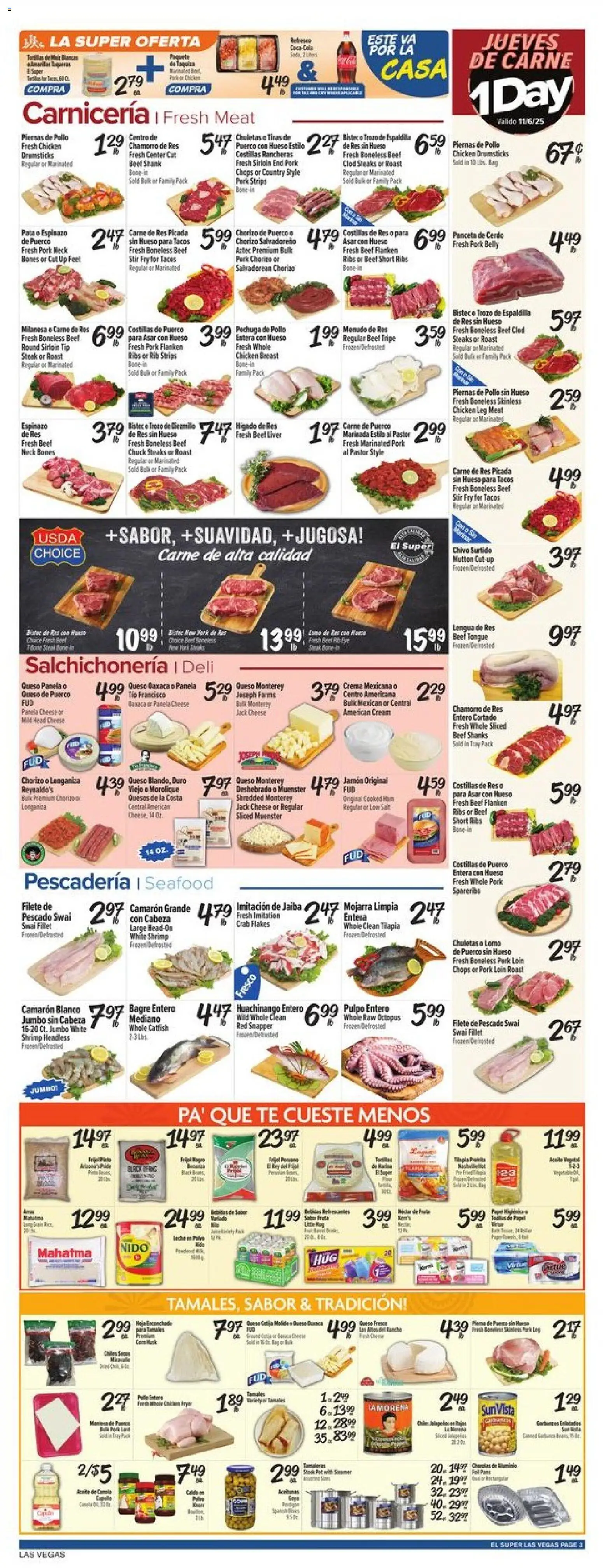 El Super Weekly Ad - NV - valid from 05.11.2025 | Page: 3 | Products: Cheese, Ham, Pork, Seafood