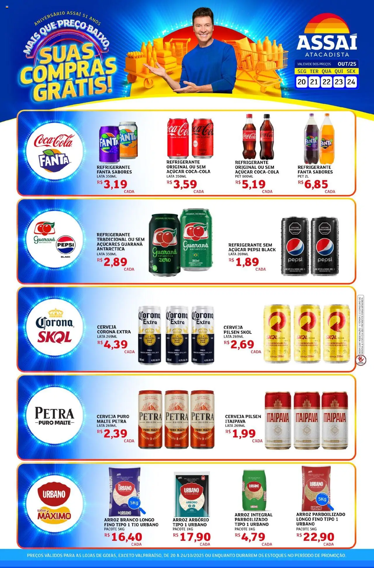 Assaí Atacadista Folheto - válido de 20.10.2025 | Página: 1 | Produtos: Fanta, Cerveja, Açúcar, Refrigerante