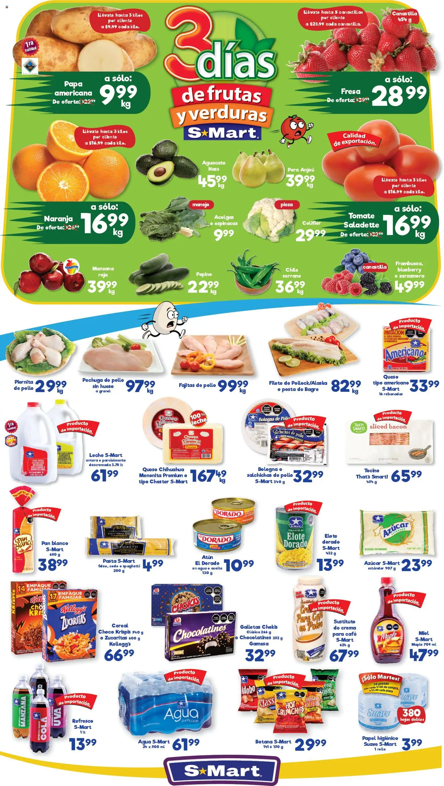 Nuevas ofertas de S-Mart válidas en toda la República Mexicana desde el 20.01.2026. ¡Encuentra las mejores ofertas en S-Mart folleto Juárez! | Página: 1 | Productos: Fresa, Tocino, Atún, Coliflor