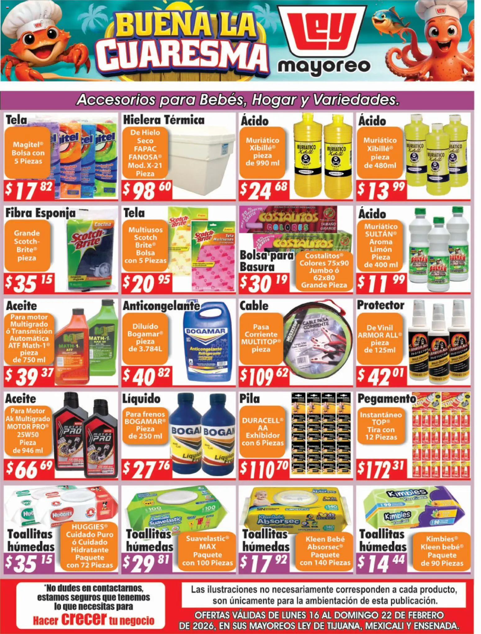 Nuevas ofertas de Casa Ley válidas en toda la República Mexicana desde el 16.02.2026. ¡Encuentra las mejores ofertas en Casa Ley folleto Frontera! | Página: 1 | Productos: Esponja, Pegamento, Hielera, Cocina