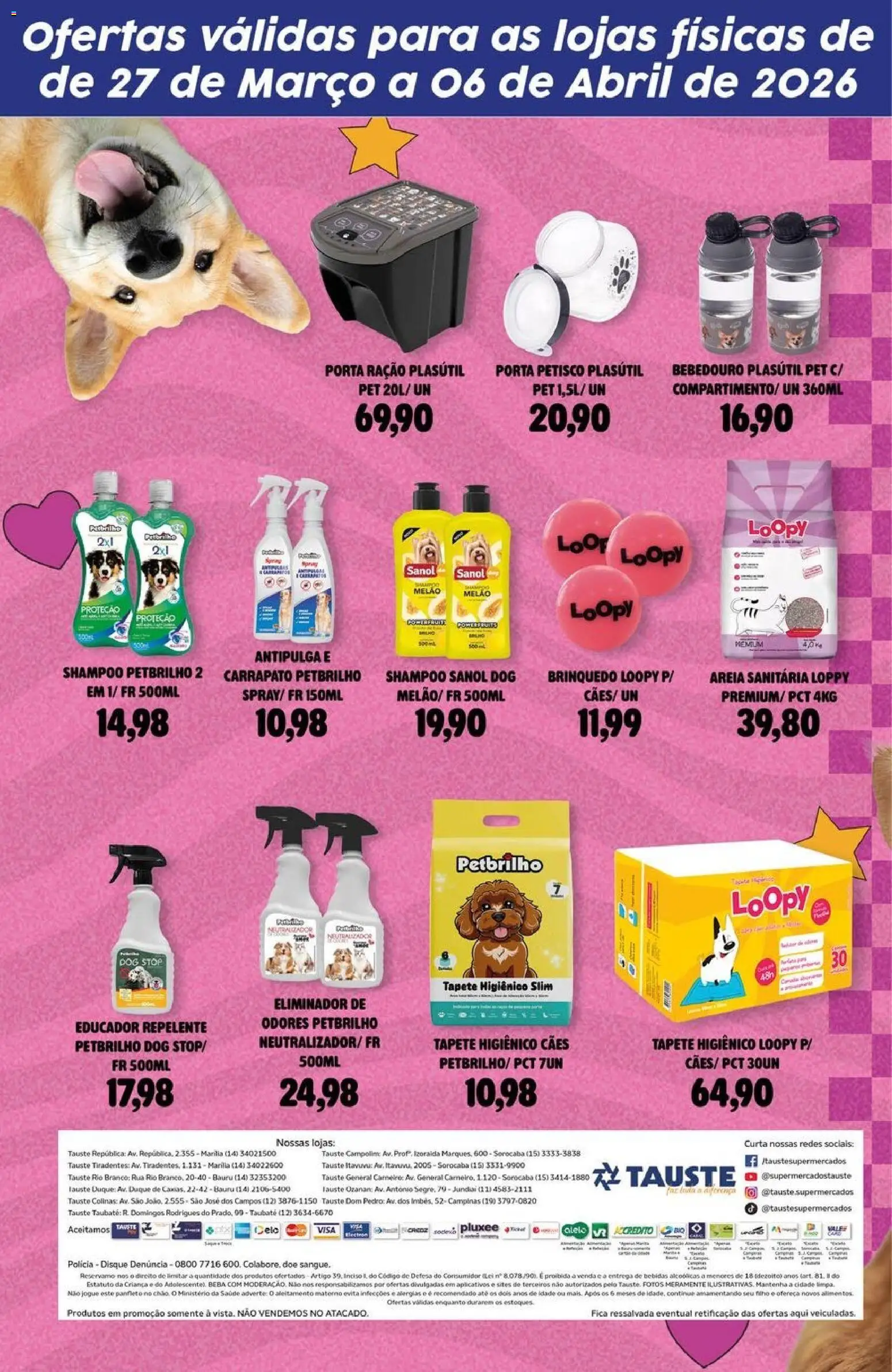 Tauste Folheto - válido de 27.03.2026 | Página: 8 | Produtos: Shampoo, Areia, Bebedouro, Repelente