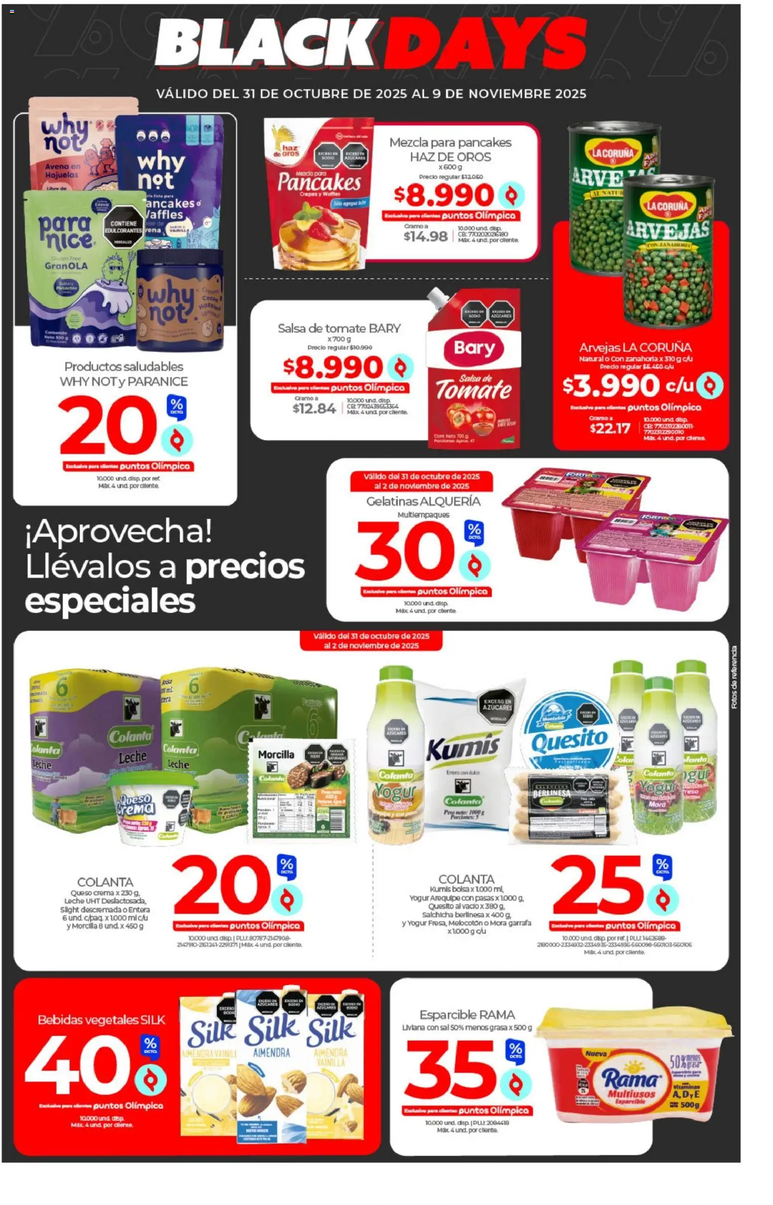 Olímpica revista - valida desde el 31.10.2025 | Página: 3 | Productos: Bolsa, Salchicha, Kumis, Tomate