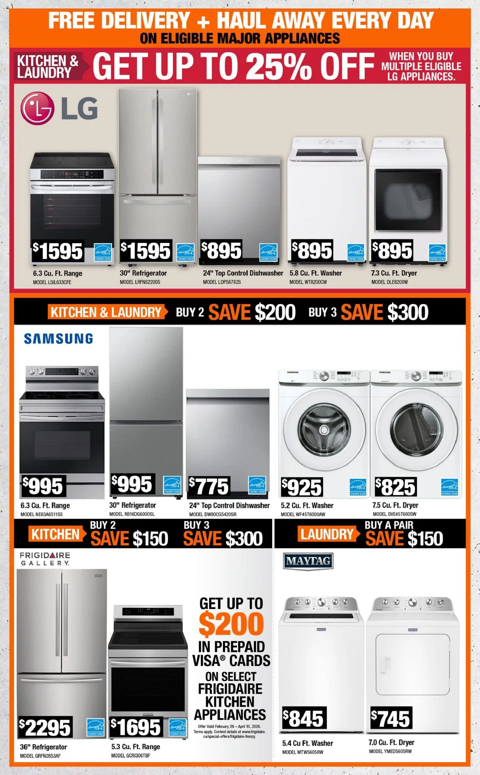 Home Depot flyer valid from 26.02.2026 | Page: 7 | Products: Refrigerator, Dryer, Dishwasher