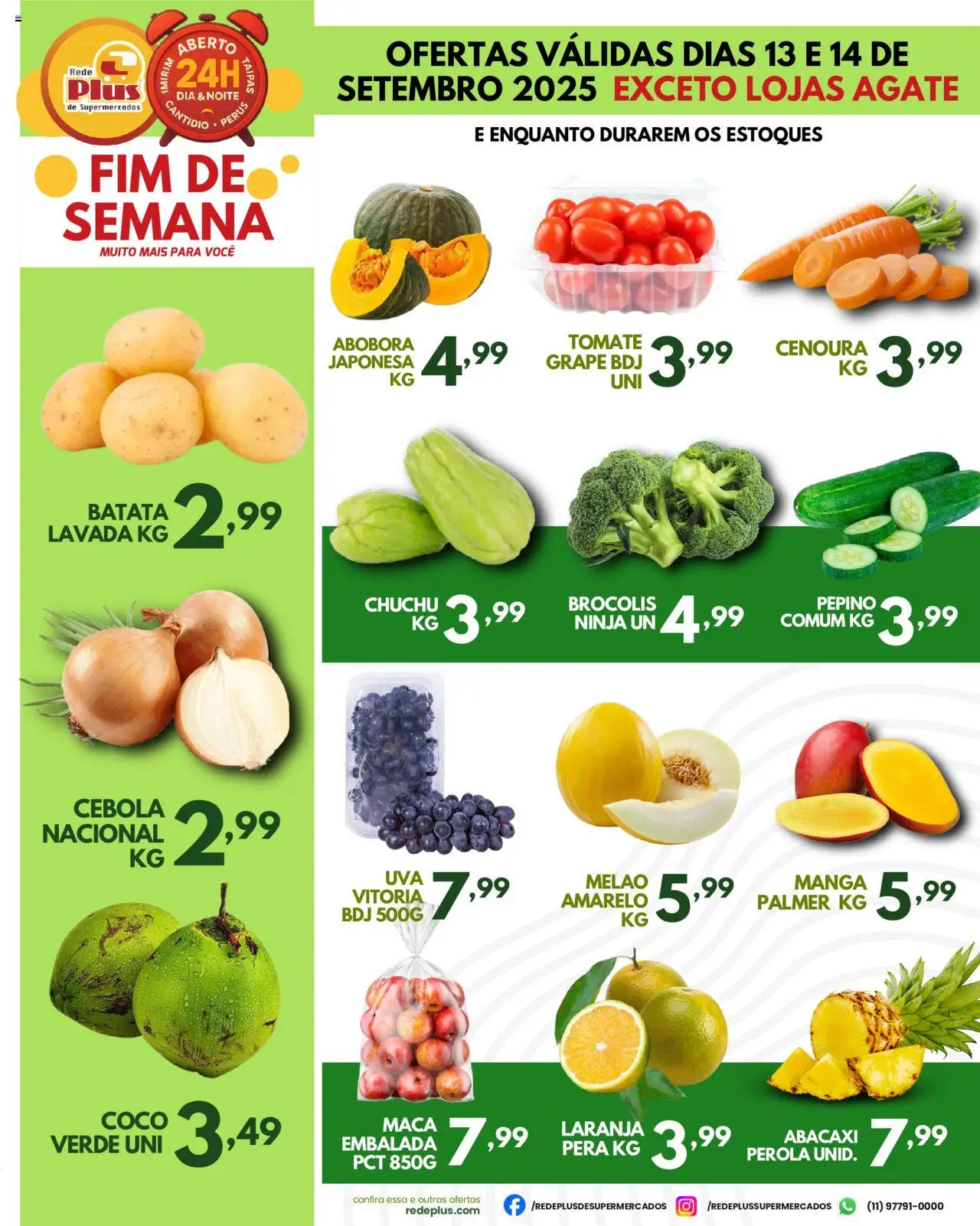 Rede Plus Supermercados Folheto - válido de 13.04.2025 | Página: 1 | Produtos: Chuchu, Cebola, Brócolis, Batata