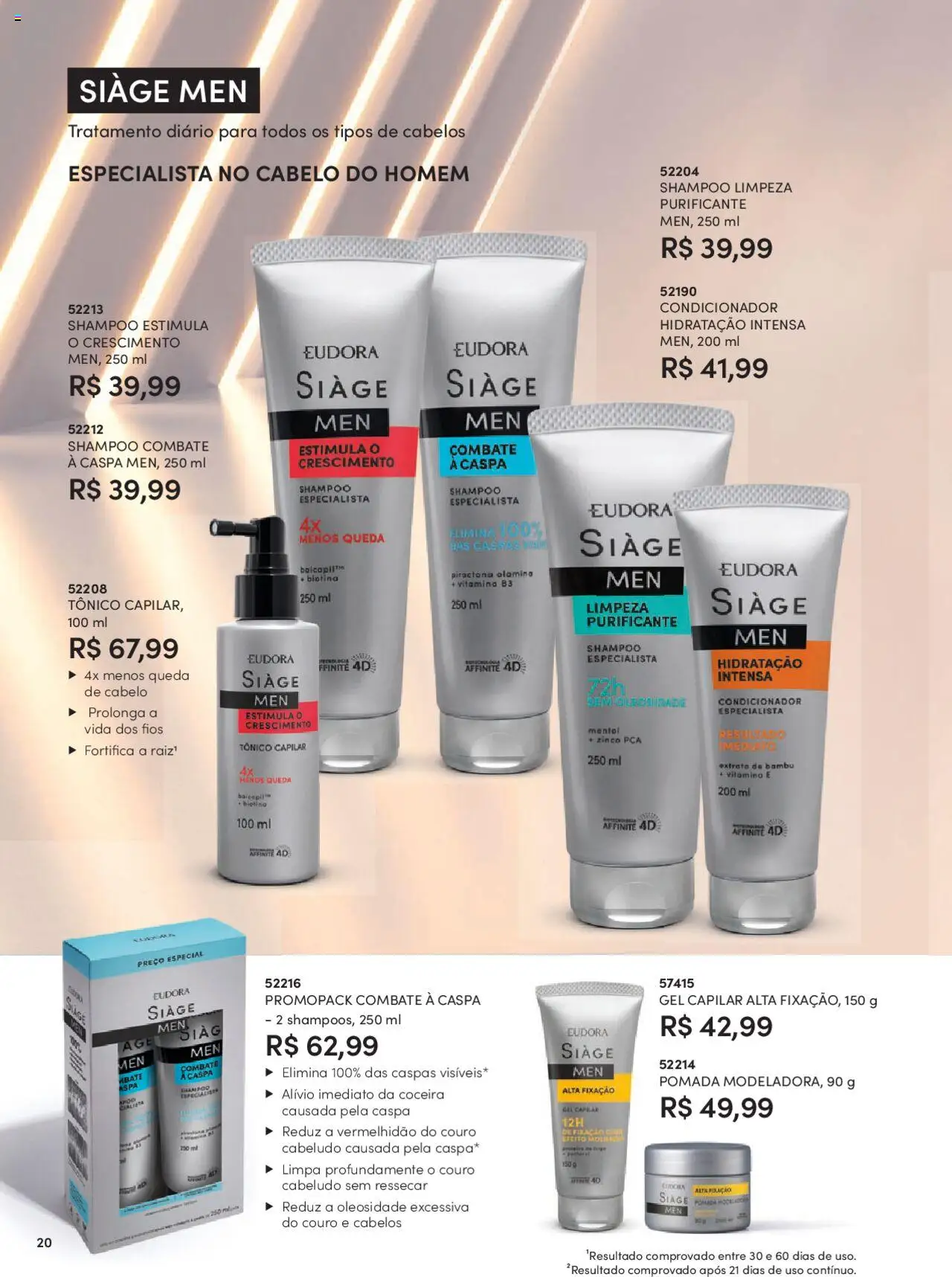 Eudora Folheto - válido de 07.10.2025 | Página: 20 | Produtos: Shampoo, Tônico, Condicionador, Pomada