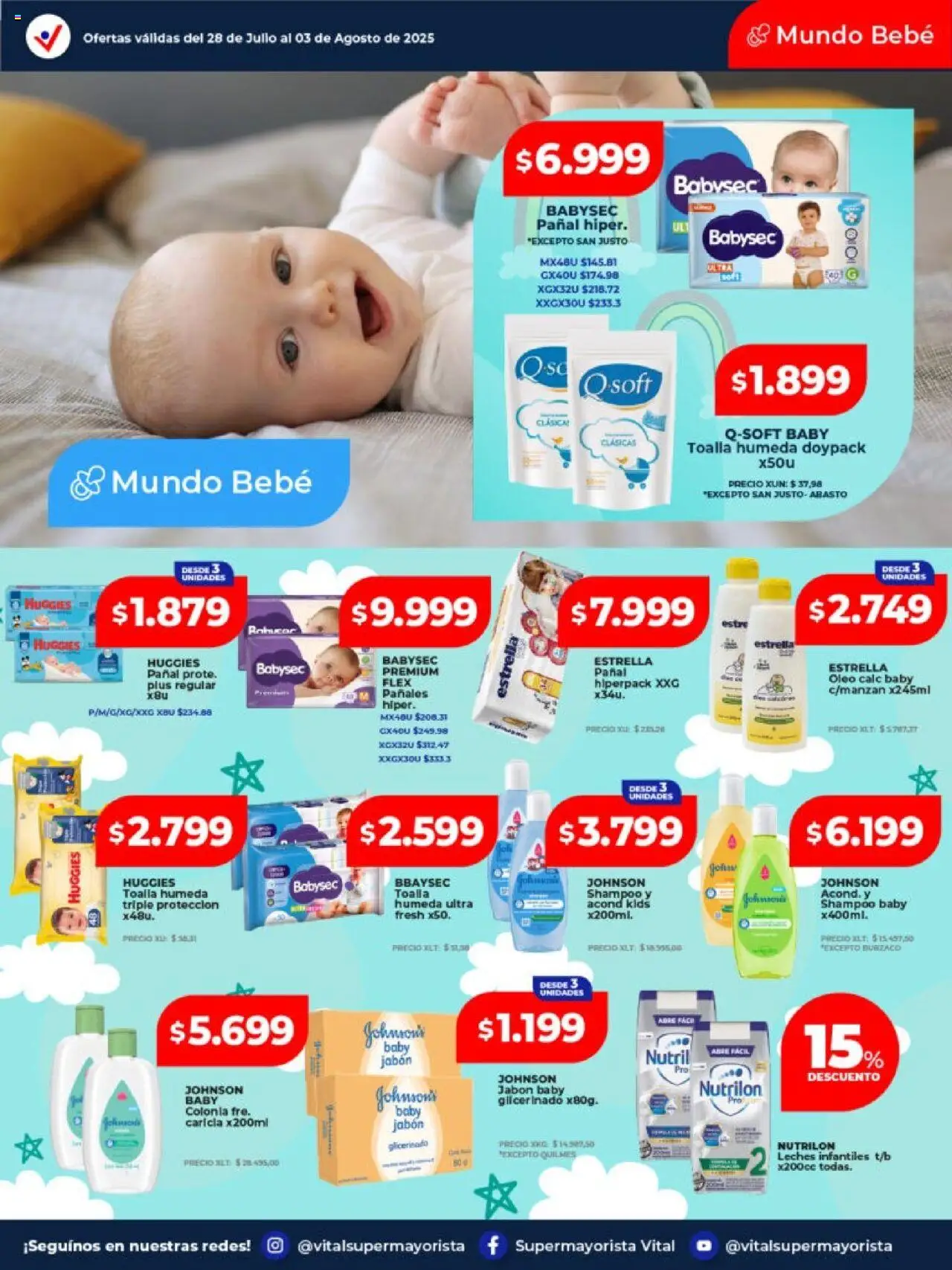 Vital ofertas - Posadas │ válido desde el 28.07.2025 | Página: 6 | Productos: Toalla, Shampoo, Jabón, Pañales
