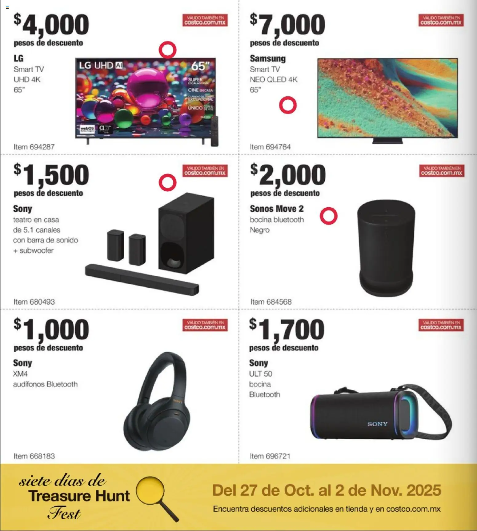 Nuevas ofertas de Costco válidas en toda la República Mexicana desde el 27.10.2025. ¡Encuentra las mejores ofertas en Costco catálogo Siete días de Treasure Hunt Fest! | Página: 2 | Productos: Home theater, Audífonos, Bocina, Barra