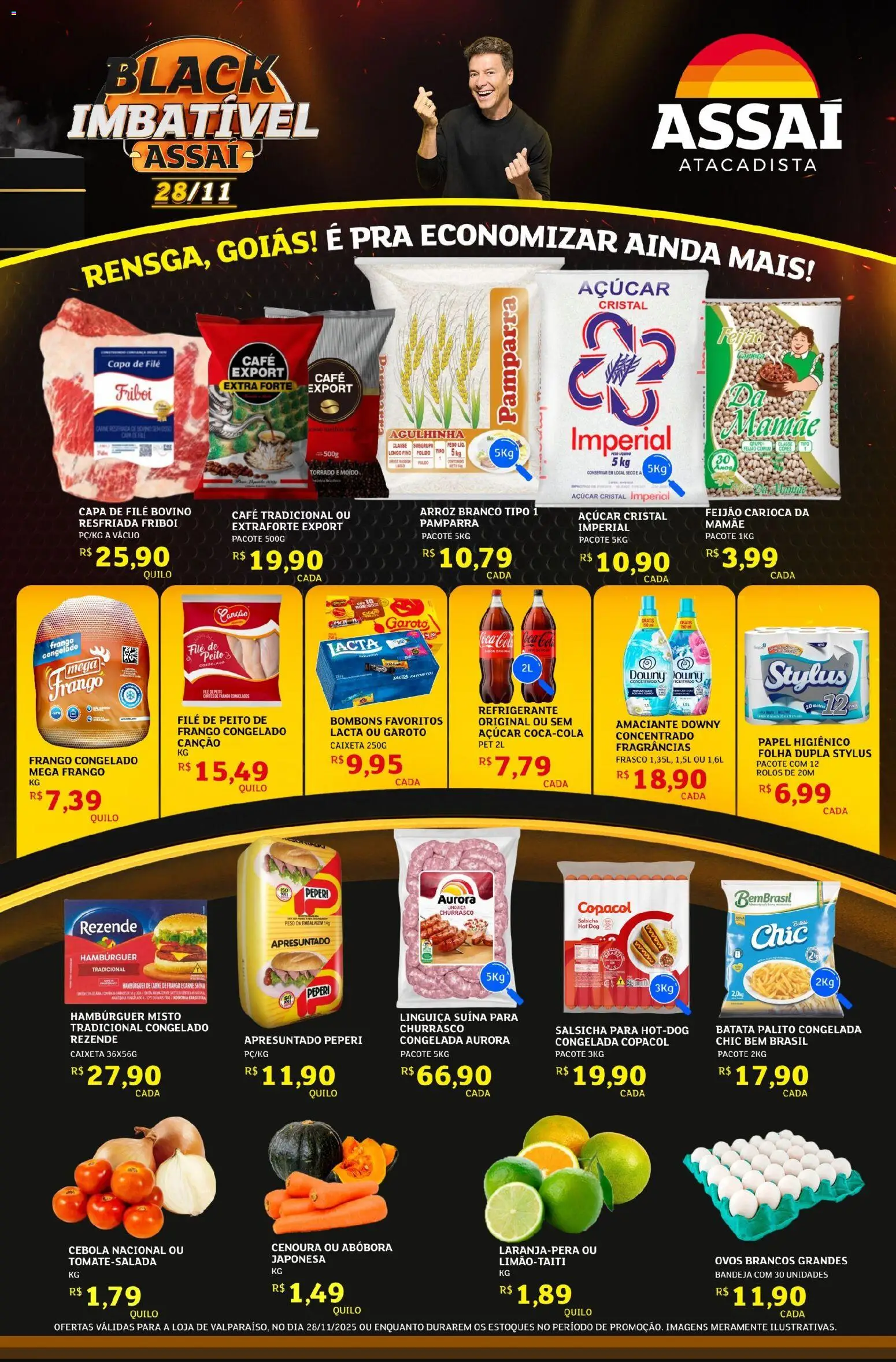 Assaí Atacadista Folheto - válido de 28.11.2025 | Página: 1 | Produtos: Cebola, Feijão, Refrigerante, Batata