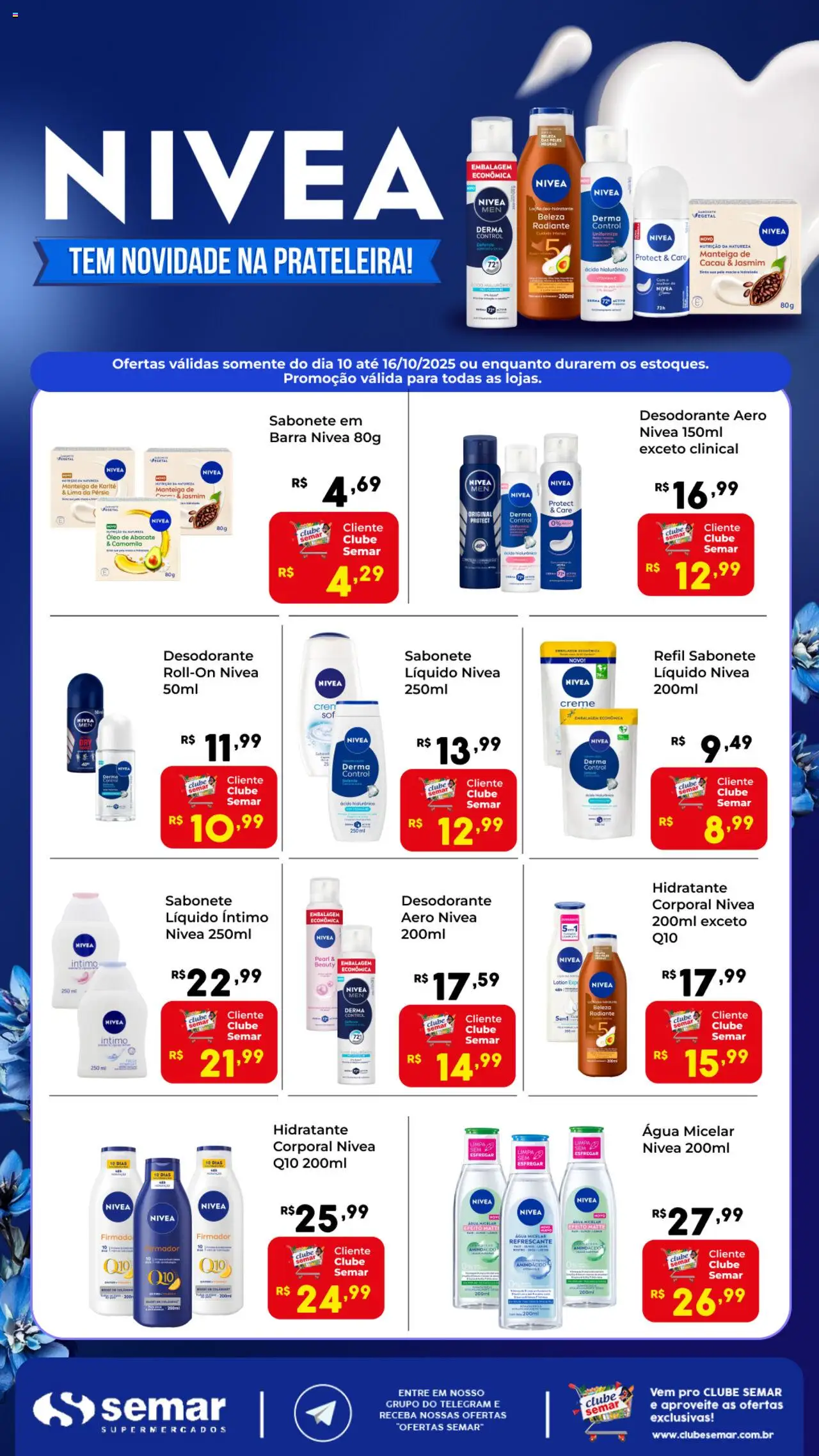 Semar Supermercado Folheto - válido de 10.10.2025 | Página: 1 | Produtos: Água micelar, Desodorante, Manteiga, Óleo