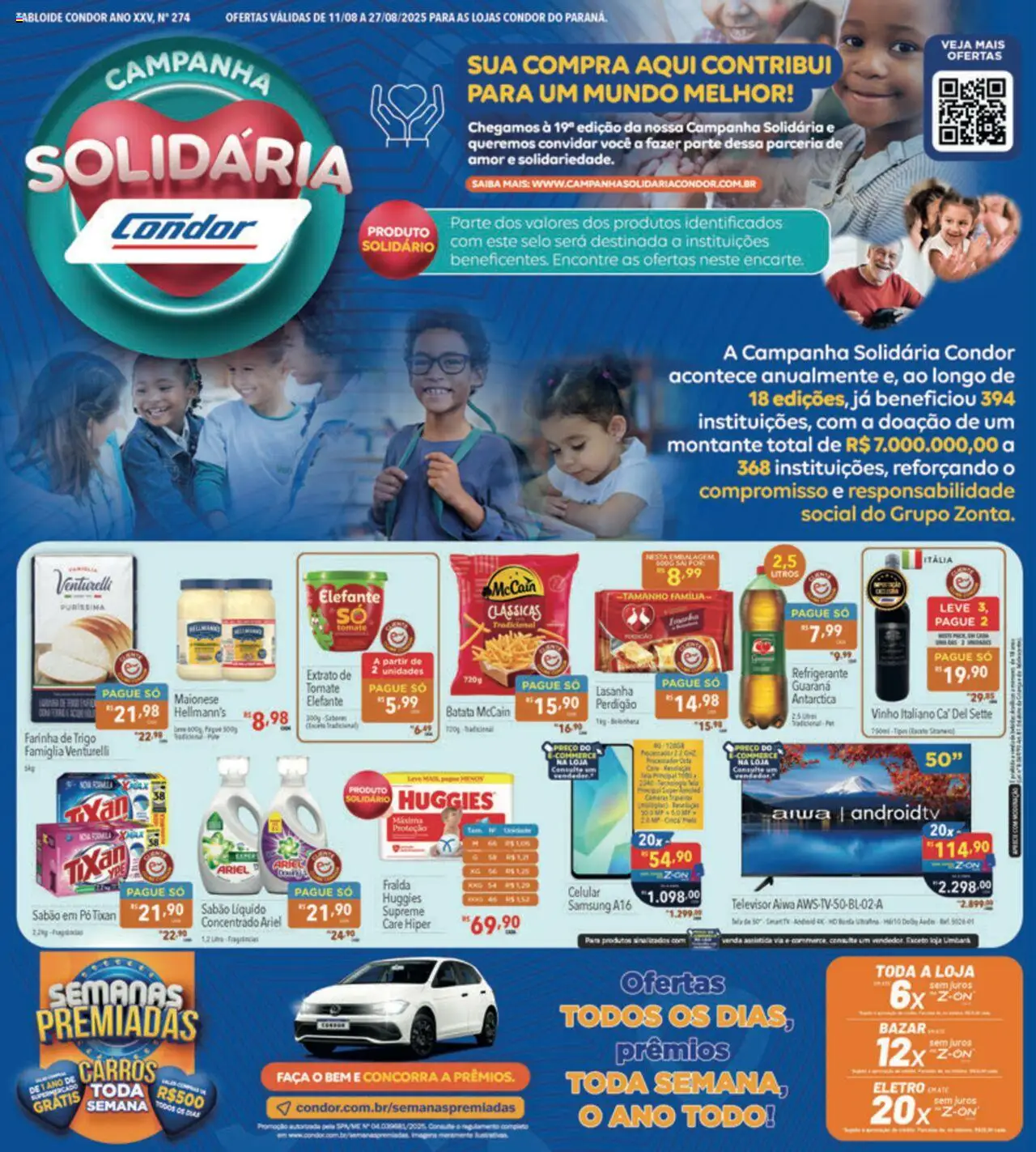 Supermercados Condor Folheto - válido de 11.08.2025 | Página: 1 | Produtos: Processador, Vinho, Batata, Maionese
