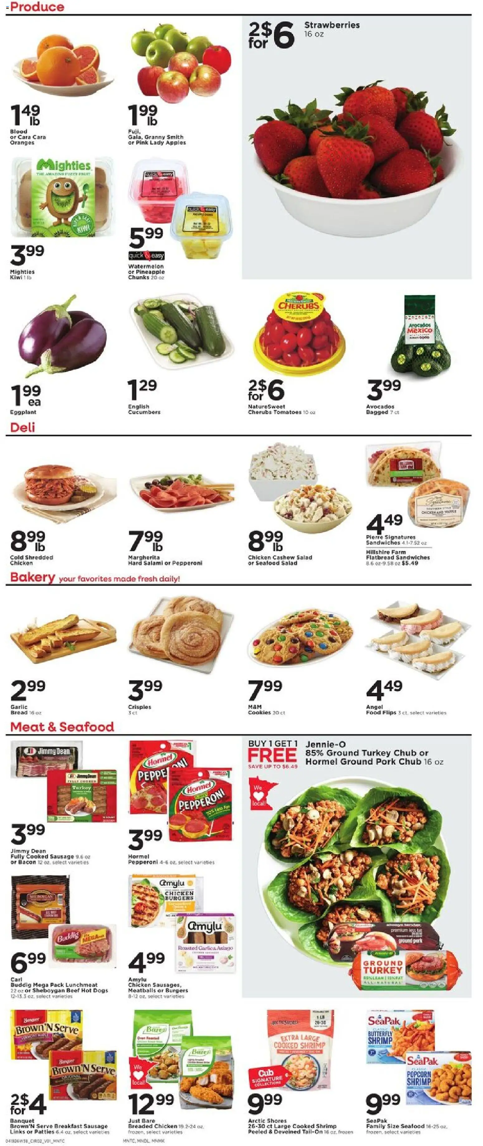 Cub Foods Weekly Ad - valid from 19.04.2026 | Page: 4 | Products: Tomatoes, Strawberries, Salad, Eggplant