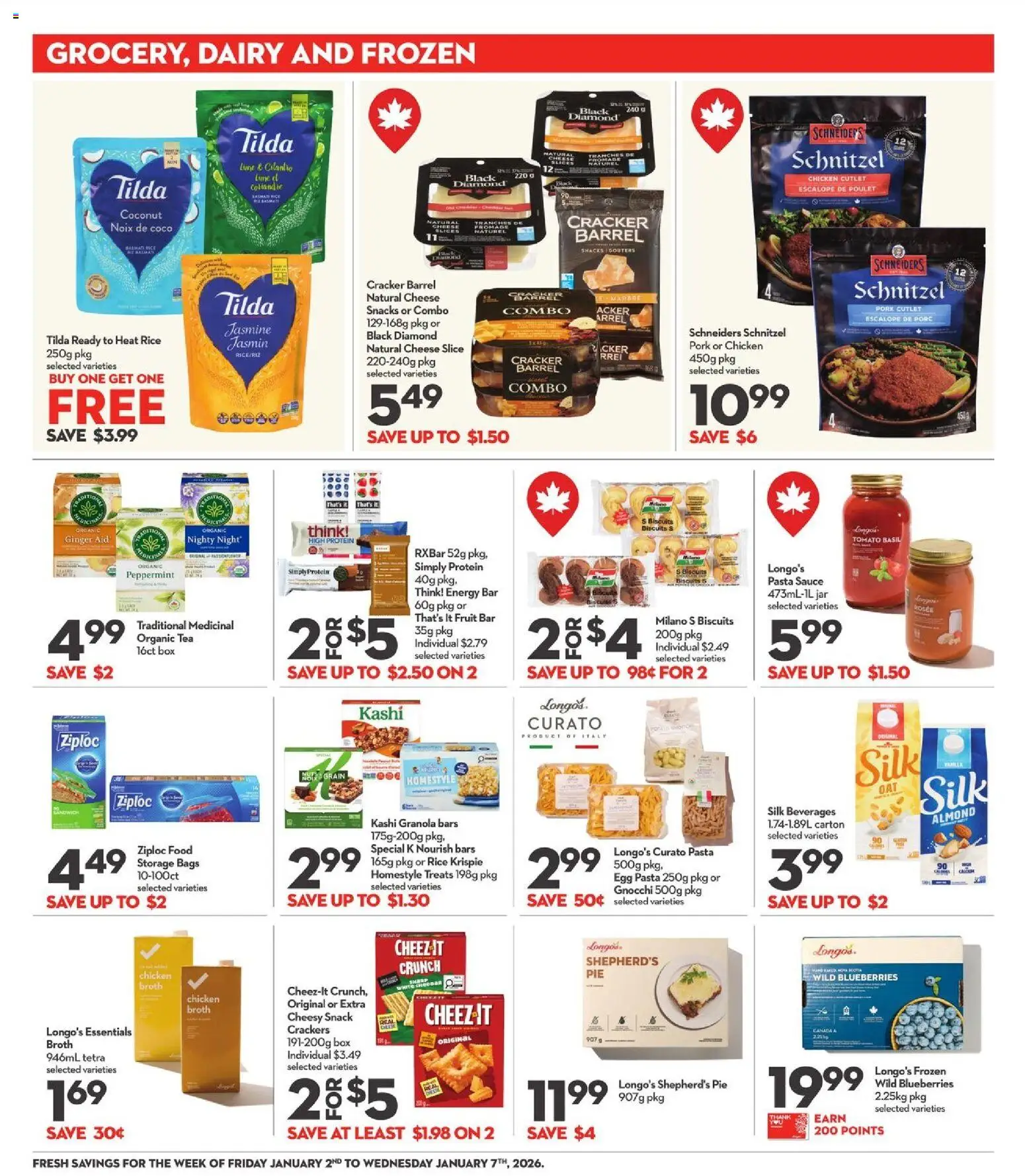 Longo's flyer valid from 02.01.2026 | Page: 5 | Products: Pasta, Box, Chicken, Pork